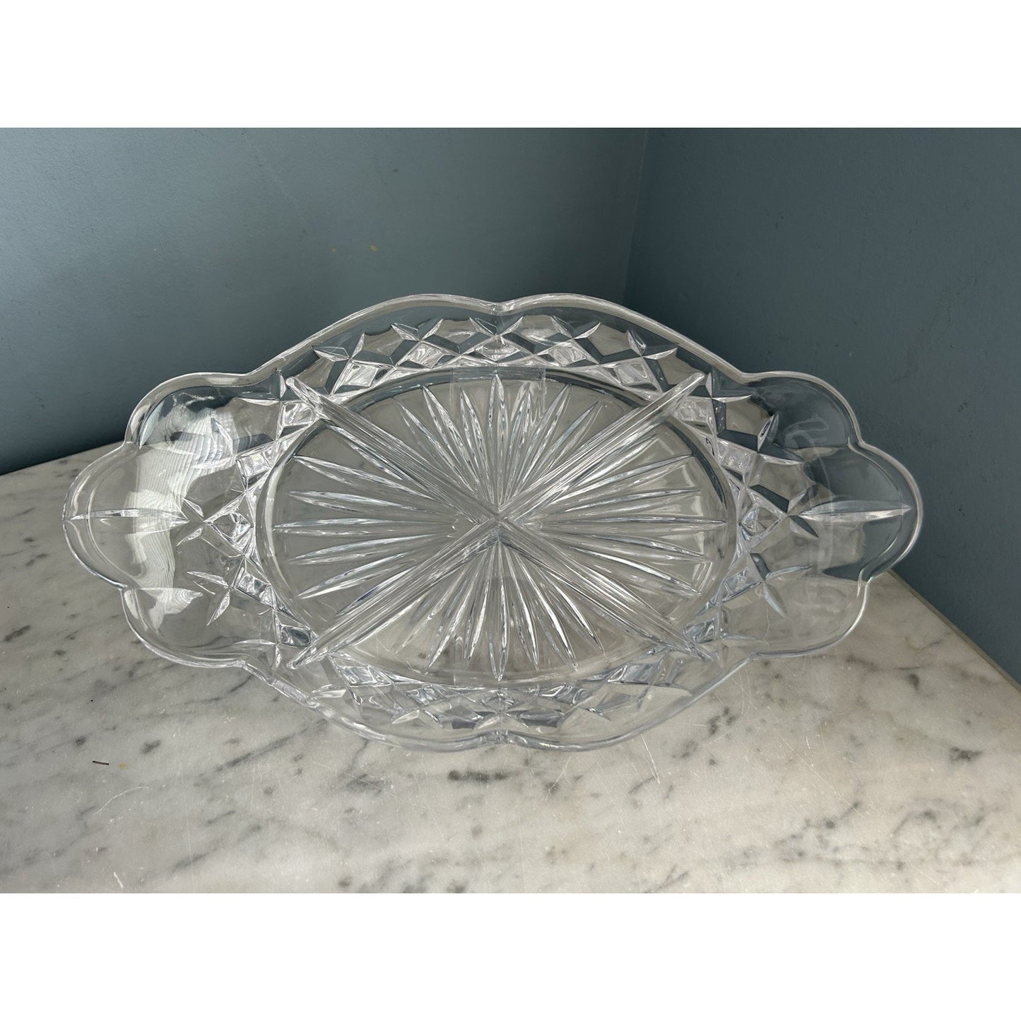 Crystal Cut Lead Relish Dish Vintage Serving 4 Sections Clear Glass Trinket Dish