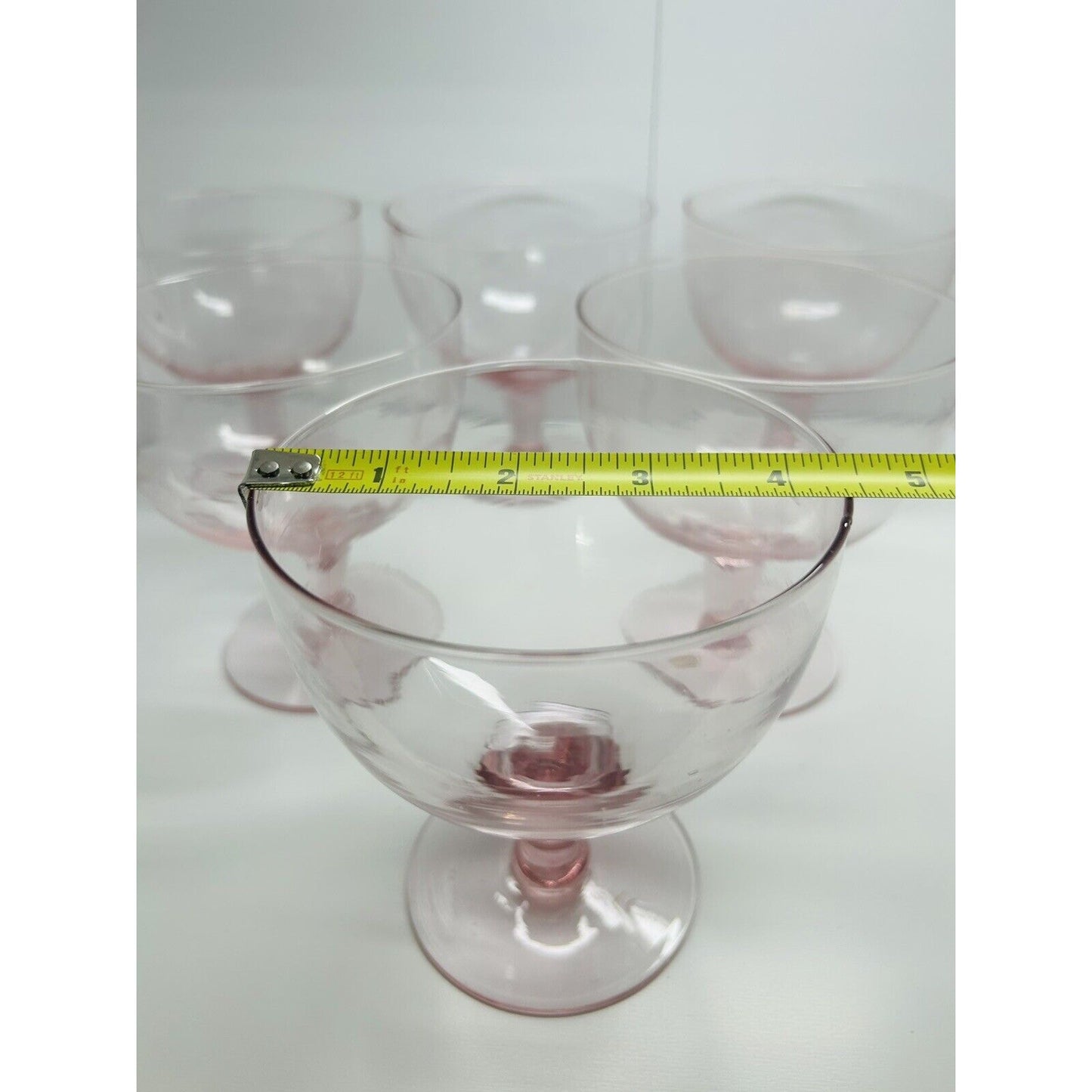 6 Vintage Blush Pink Depression Glass Champagne Sundae Sherbet Coupe Made Mexico