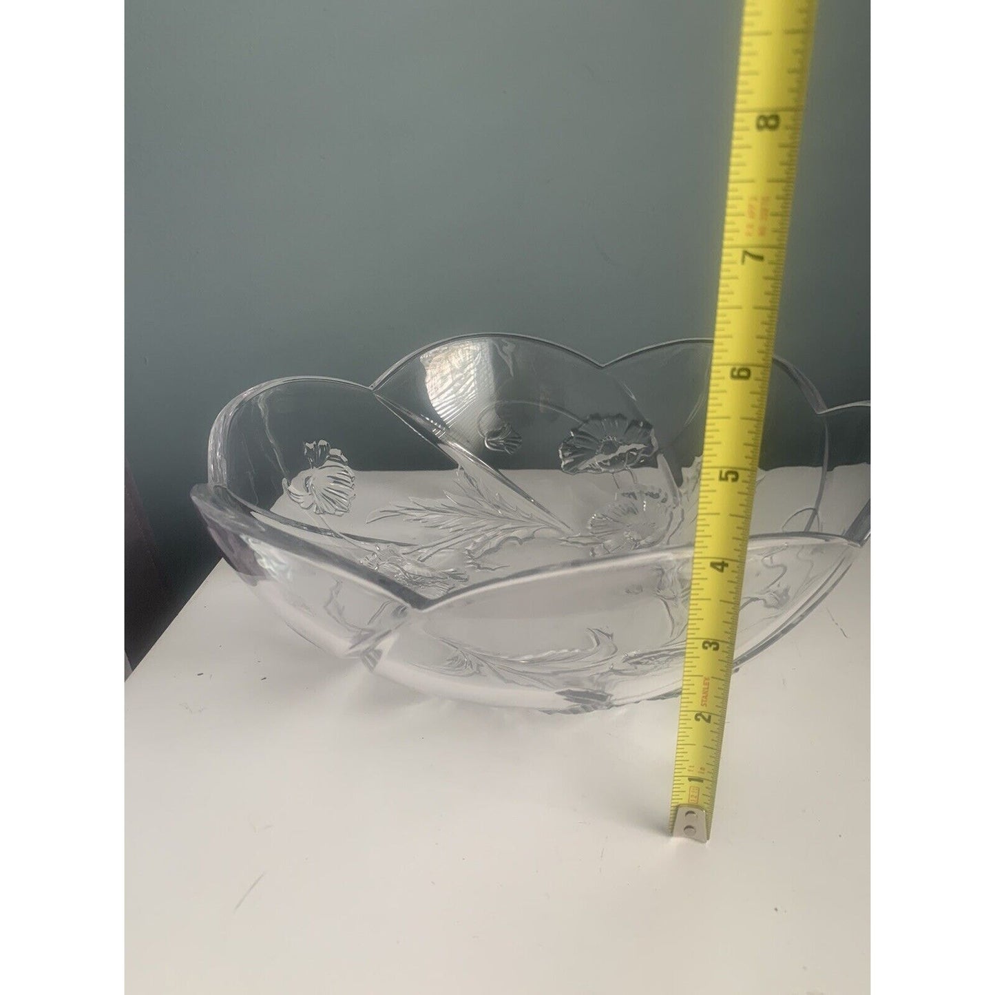 11” Savoir Vivre Sculptured Crystal Bowl California Poppies WY101/259 Cut Glass