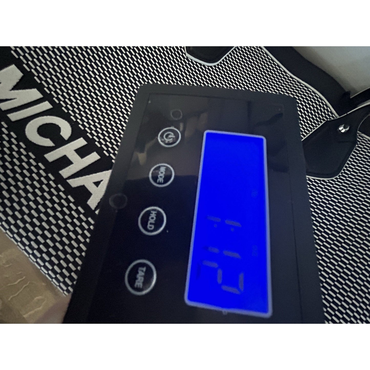 Michael Kors Bay Large Tote East West Woven Canvas Shoulder Black White Bag