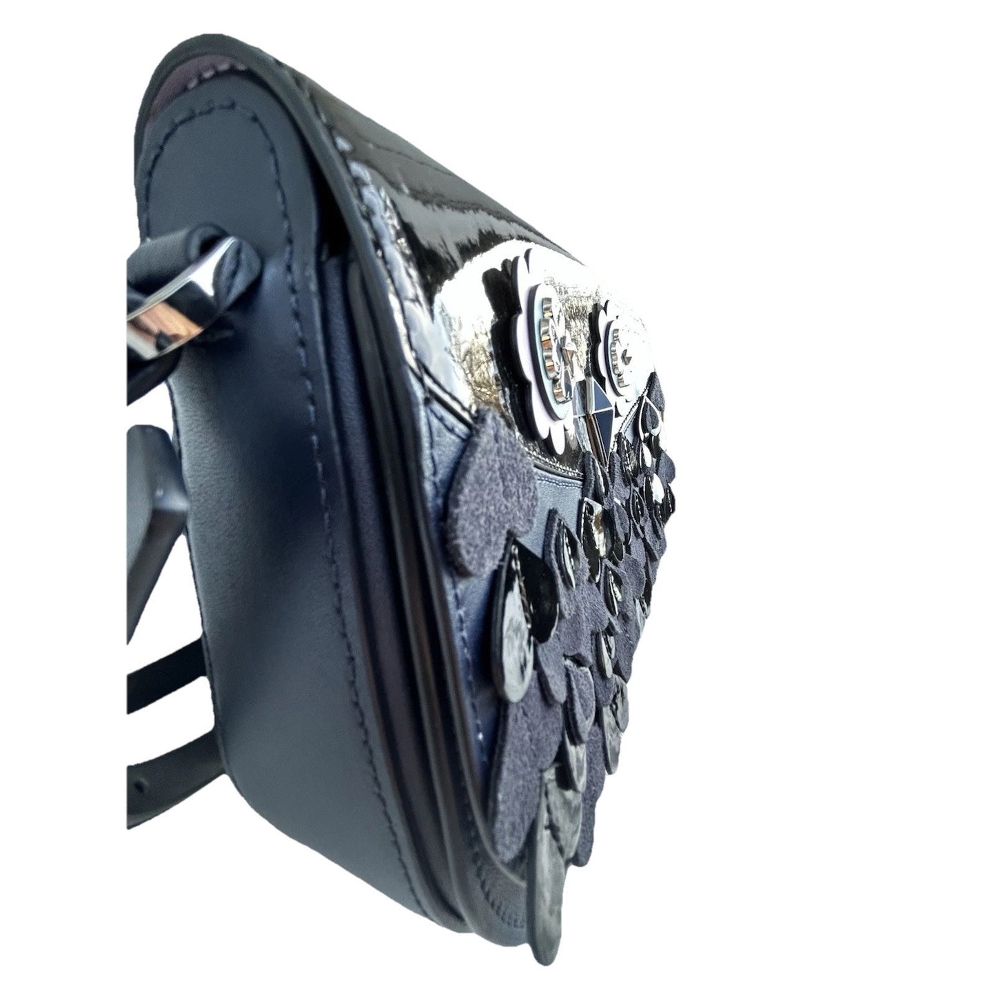 Kate Spade Owl Zibbi Nightcap Handbag Blue Black Crossbody Purse Novelty Hoot