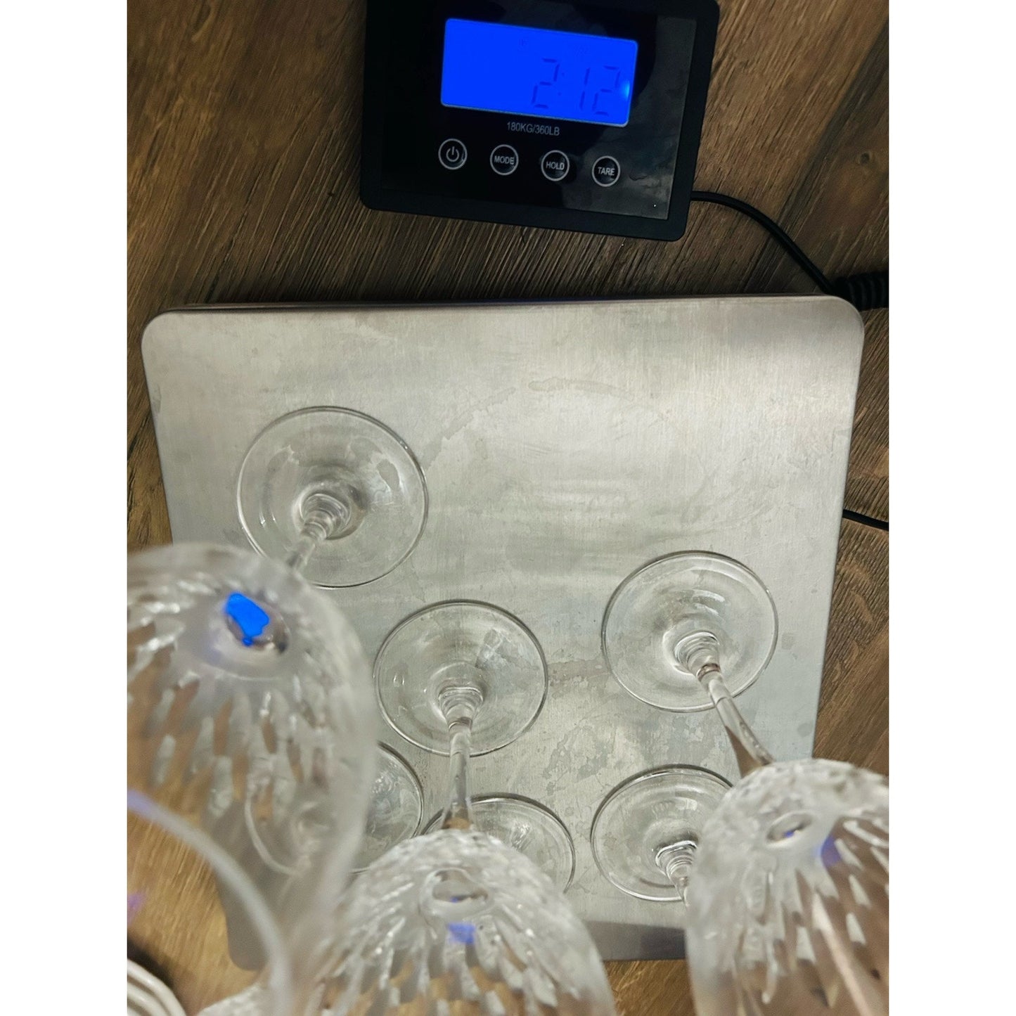 6 Cristal D’Arques-Durand Capella Crystal 8” Wine Glasses Water Goblets Vintage