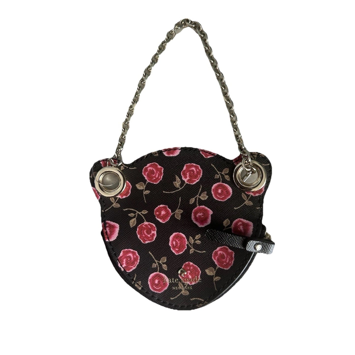 Kate Spade Leopard Coin Purse Novelty Run Wild Black Jewel Wristlet Red Rose New