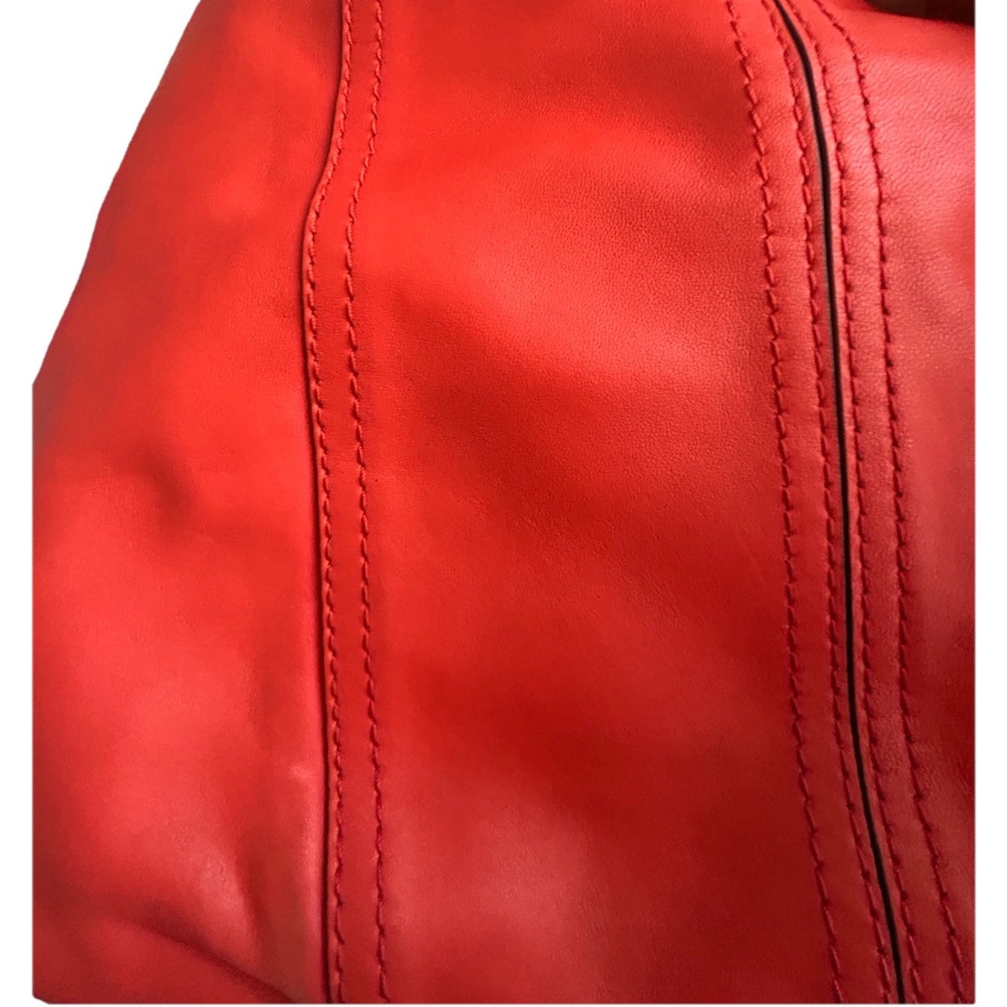 Michael Kors Moxley MD Orange Soft Leather Shoulder Bag Expandable Hobo Gold