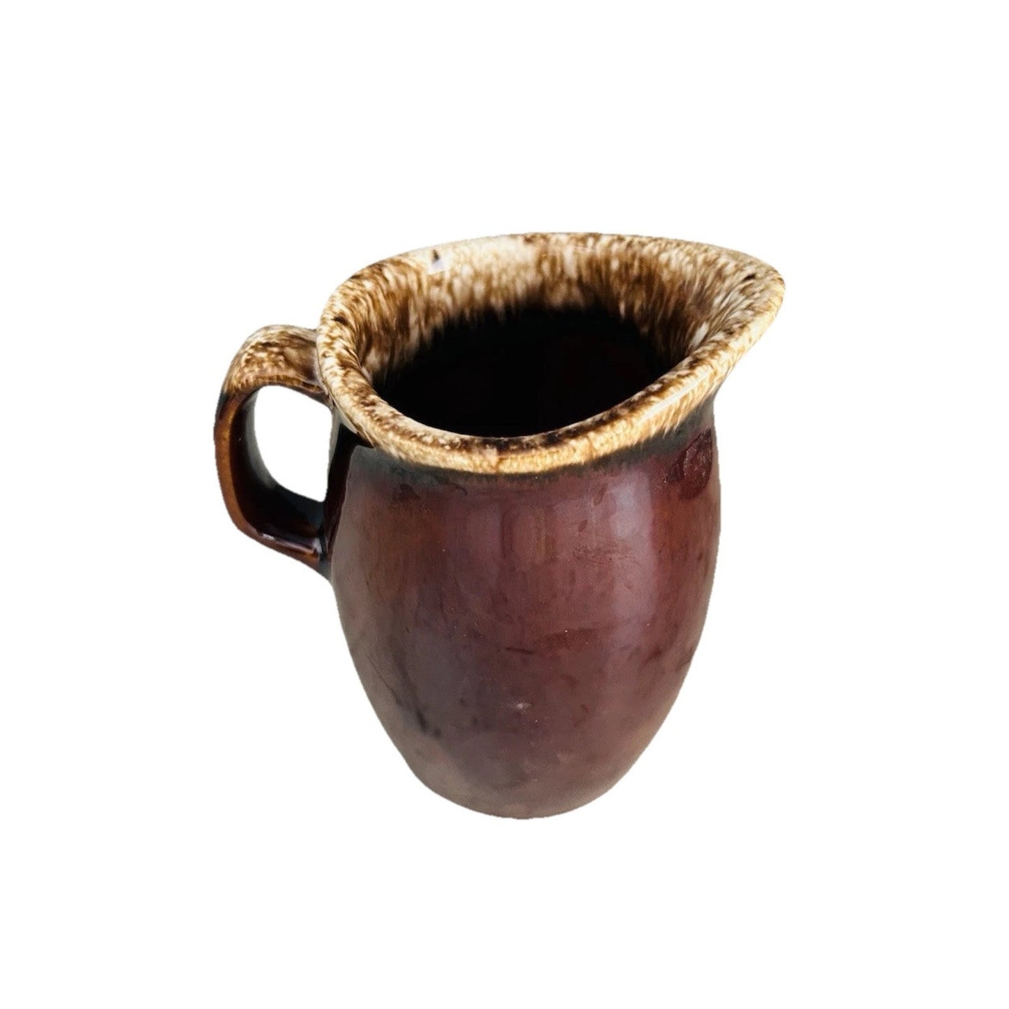 Vintage Hull Pottery Brown Drip Glazed Creamer USA Oven Proof 4.5” Tall Vase