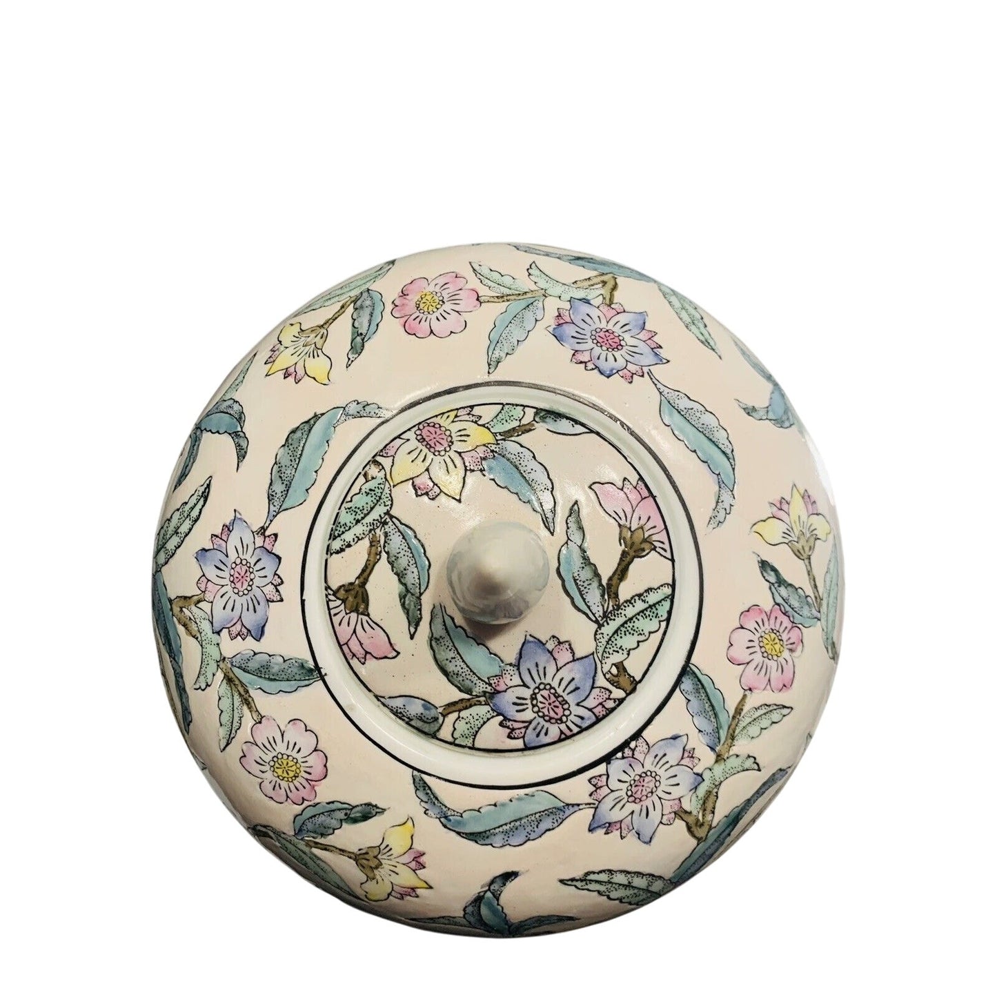 Vintage WBI Floral Botanical Chinoiserie Plum tree blossoms Ceramic Vase 12” Urn