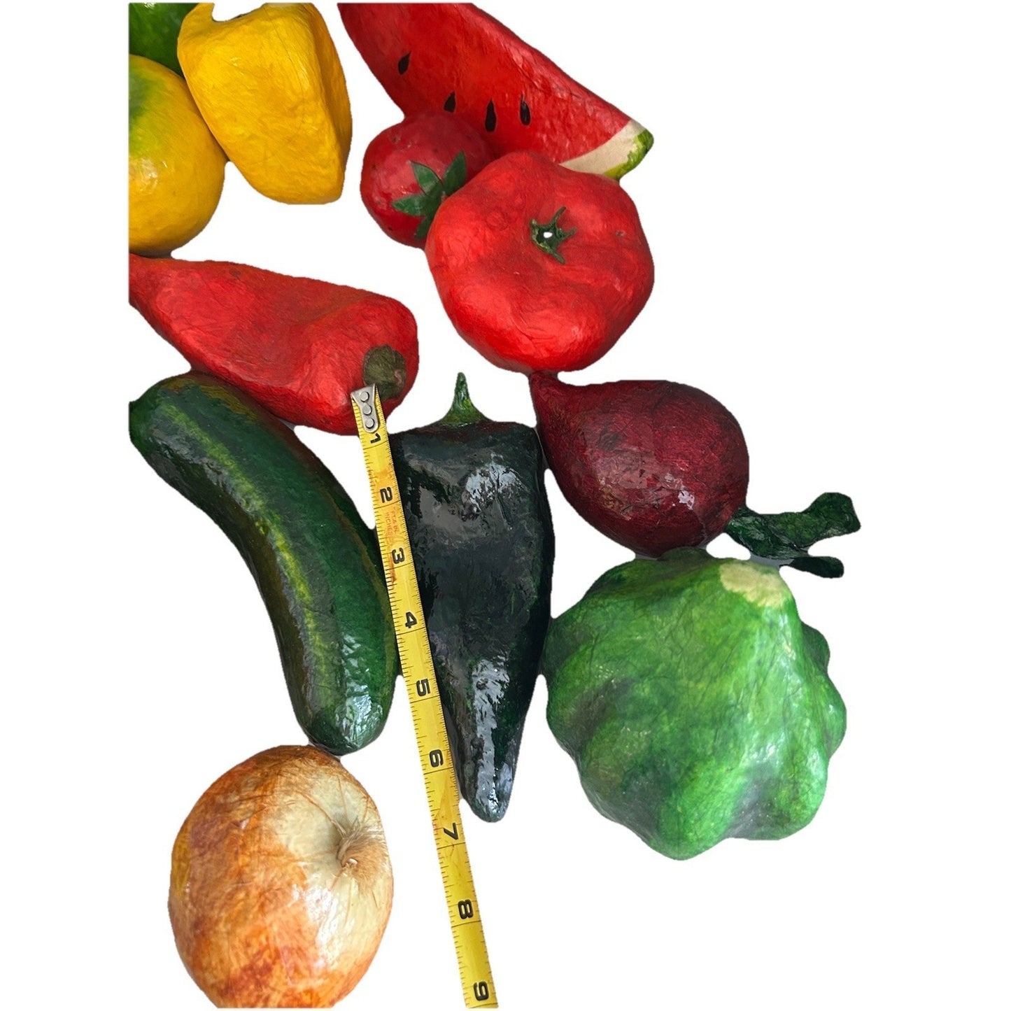 Vintage Paper Mache Handmade 20 Fruits & Vegetables MCM Folk Art faux Fake