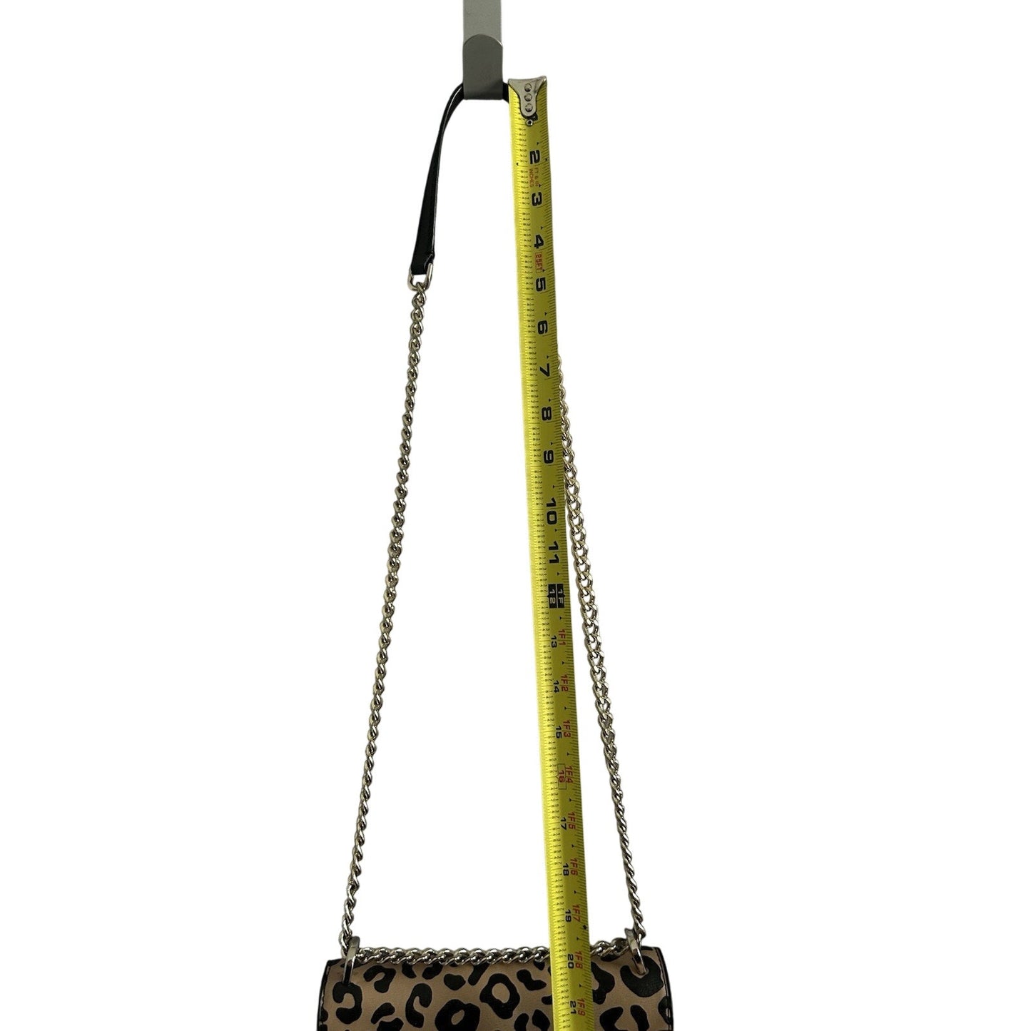 Kate Spade Leopard Print Leather Remi Flap Chain Crossbody Shoulder Bag Black