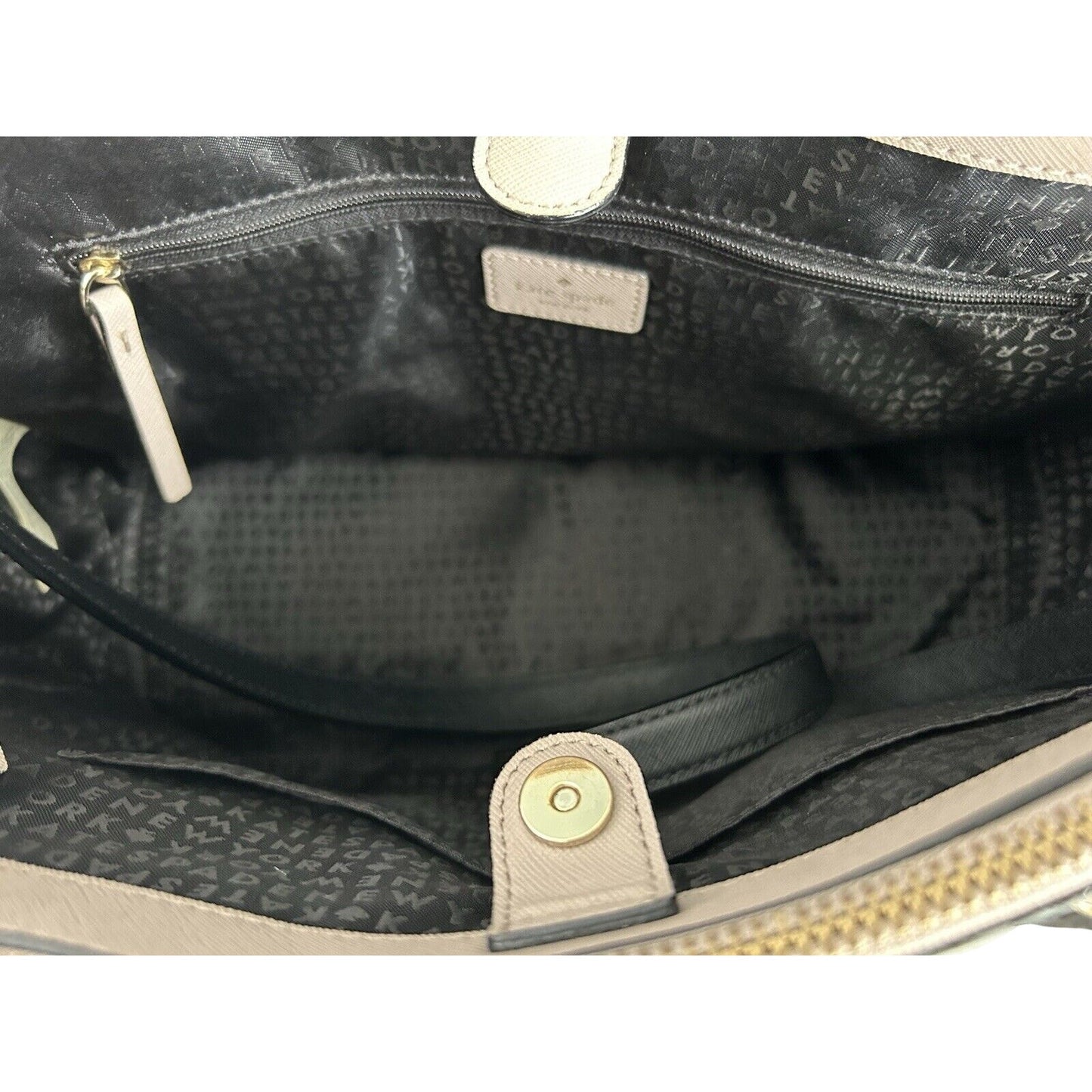 Kate Spade Leighann Laurel Way Leather Satchel Almond Black Handbag Reese