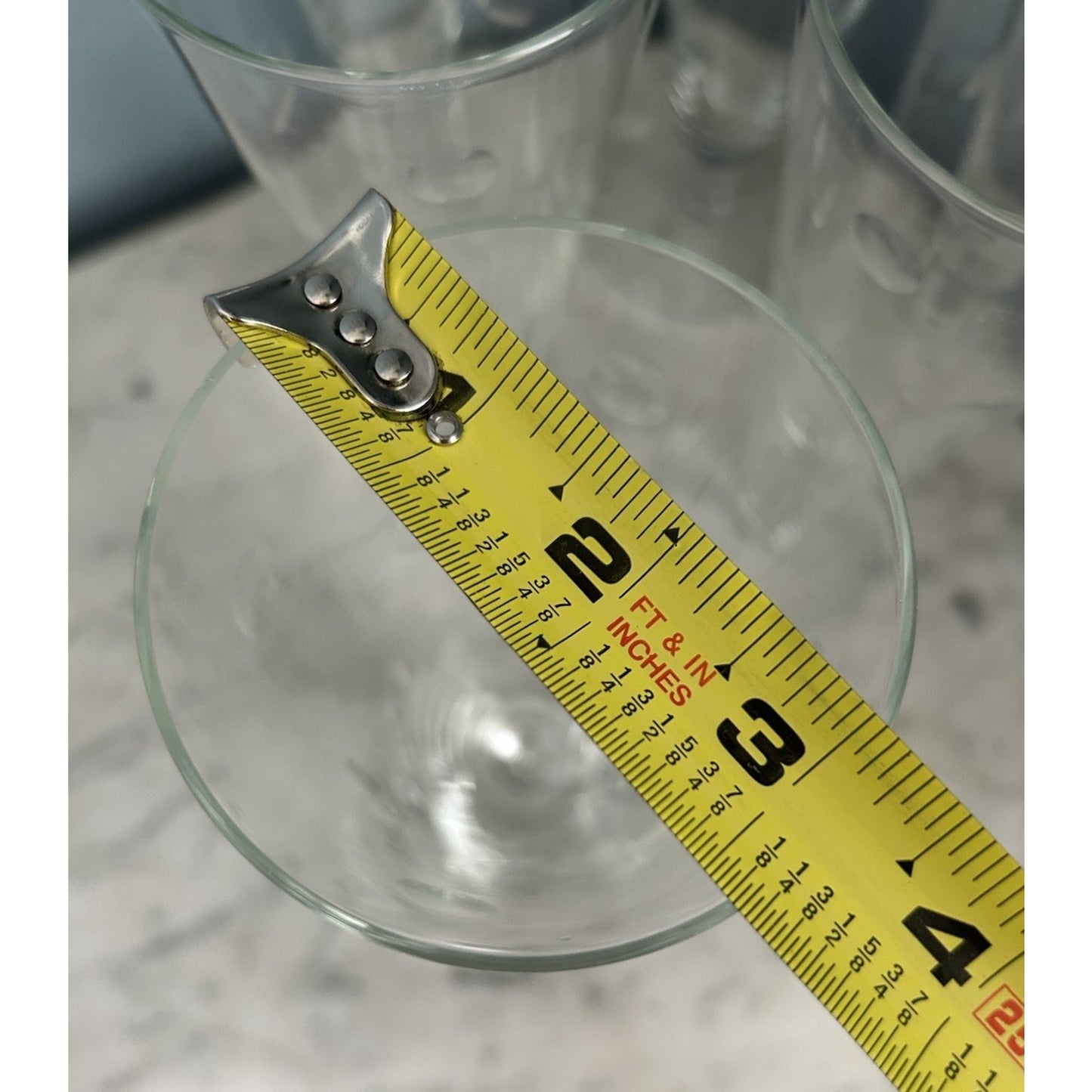 6 Hazel Arts Vintage Etched Polka Dot Champagne Glasses Pilsner Glass Coin