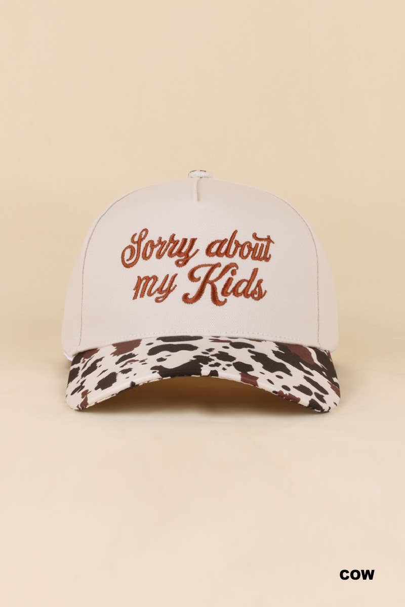 Sorry About My Kids Two Tone Snapback Hat: LEOPARD / 1(ONE SIZE)