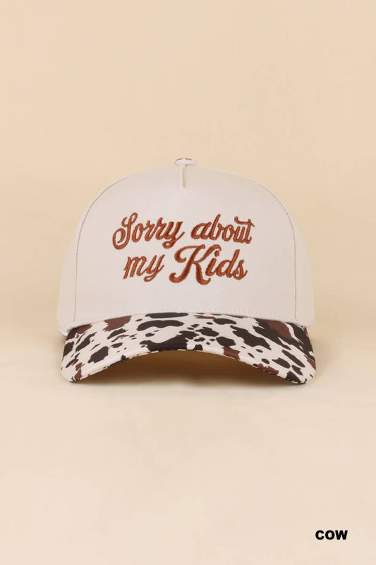 Sorry About My Kids Two Tone Snapback Hat: COW / 1(ONE SIZE)