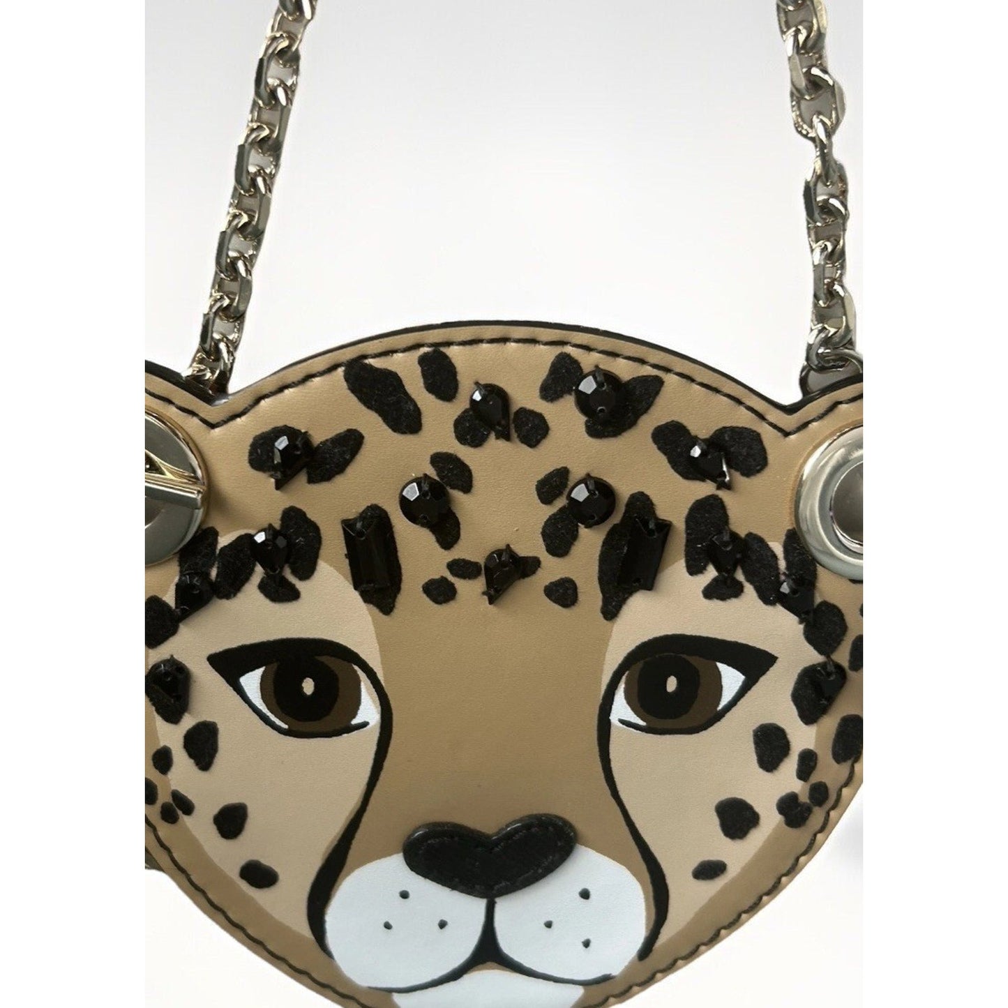 Kate Spade Leopard Coin Purse Novelty Run Wild Black Jewel Wristlet Red Rose New