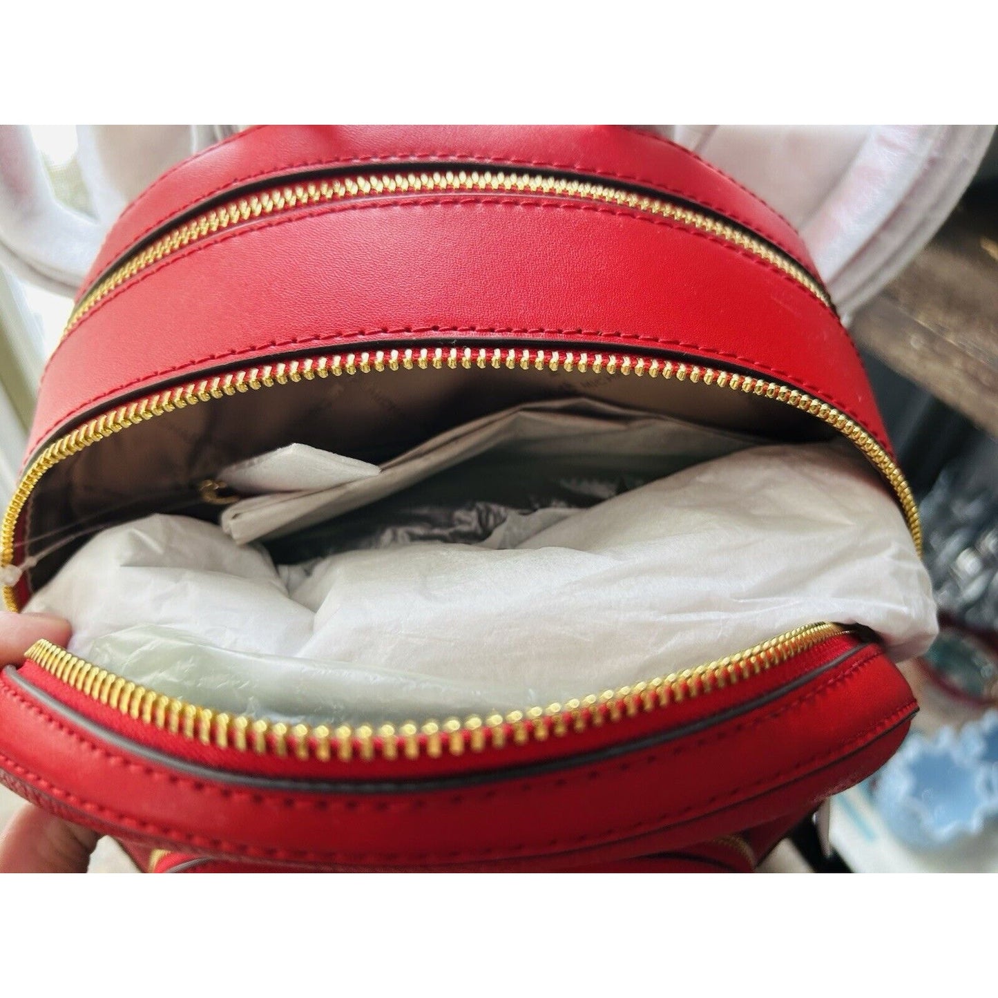 NWT Michael Kors Jaycee Medium Zip Pocket Backpack Leather Bright Red MSRP $498