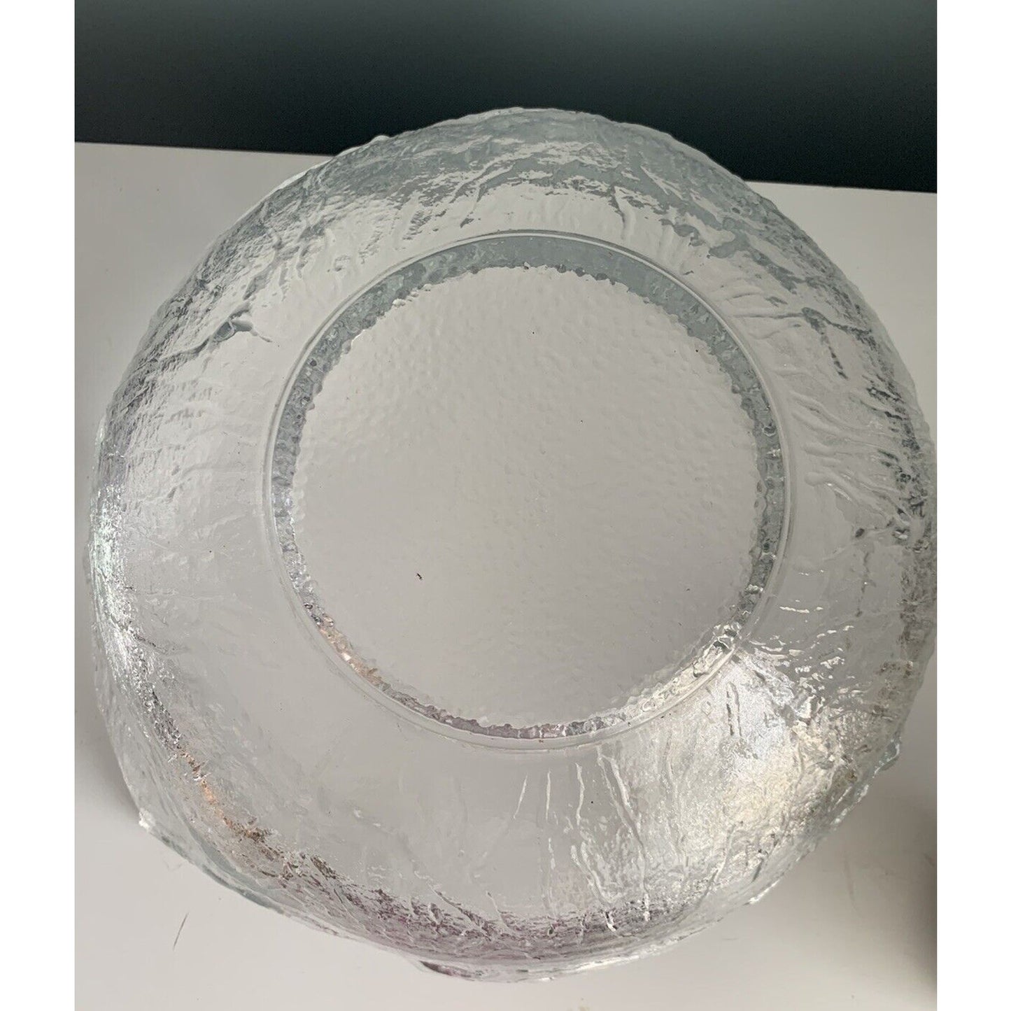 2408 Viking Cabbage Clear Textured Leaf Glass X Large Serving Bowl Centerpiece