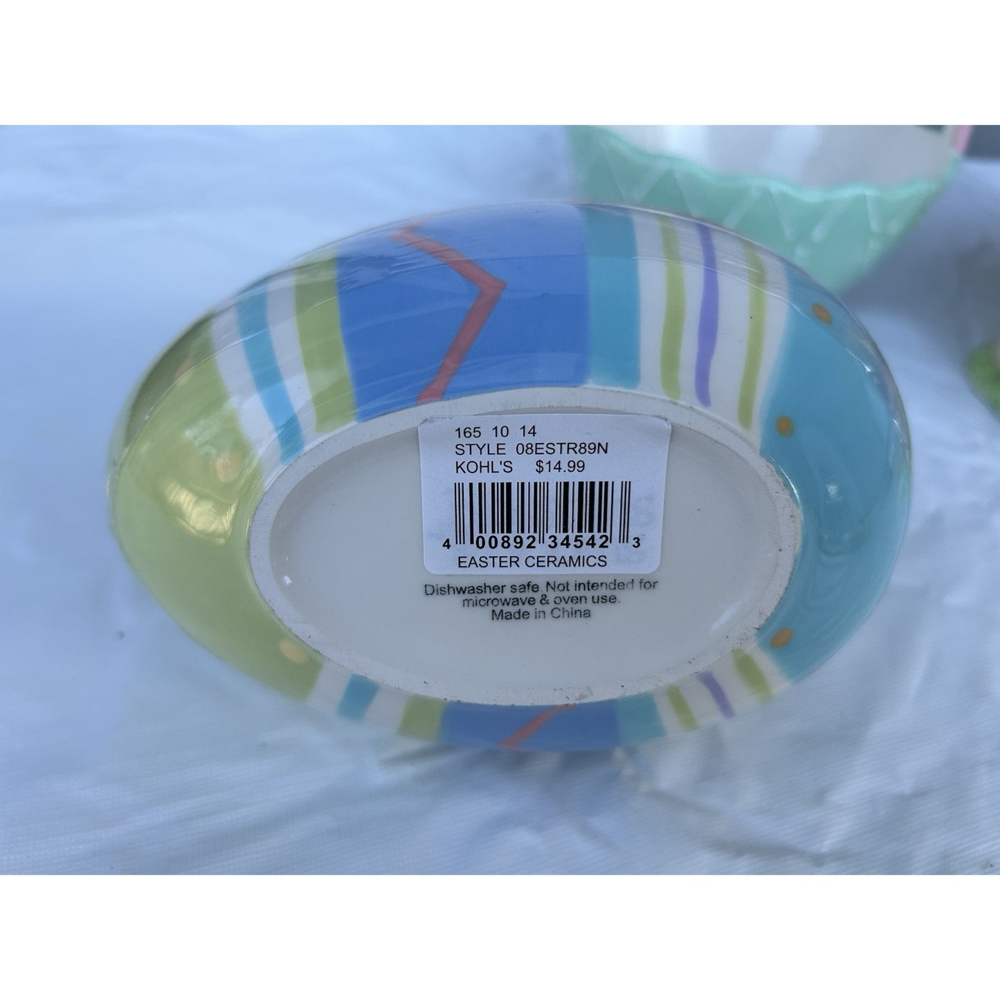 Lot of 3 Ceramic Easter Candy Dishes 2 Baskets and 1 Jelly Bean Lid Dish Bundle