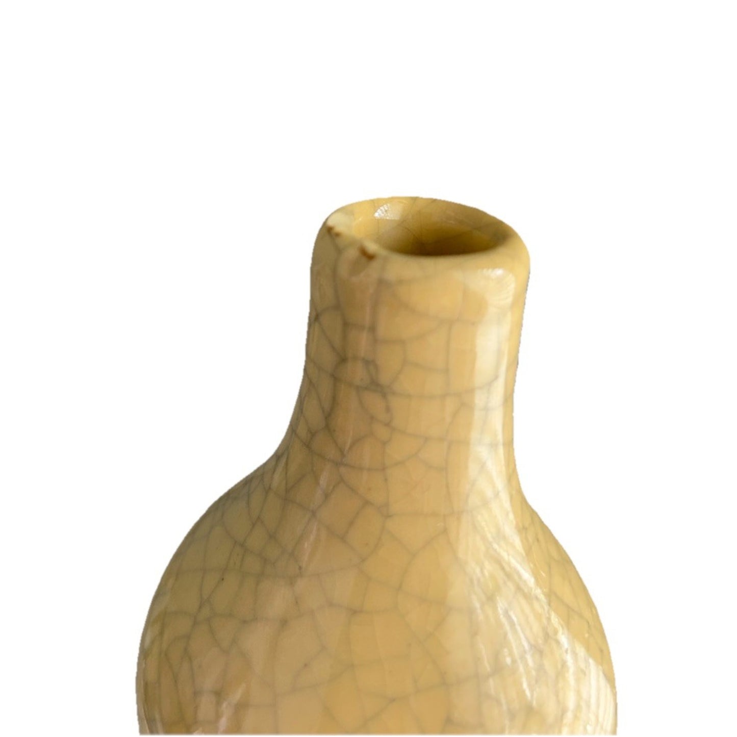 Chinese Art Yellow Glaze Porcelain Vase 7” Double Gourd 1524 Collectible Decor