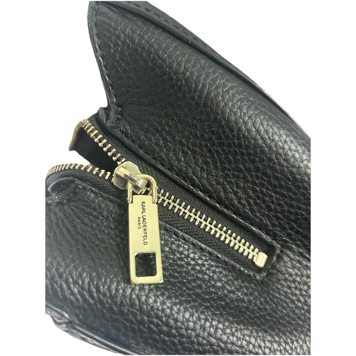 Karl Lagerfeld Black Leather Floral Stitched Bag Embroidered Flower Handbag Paris