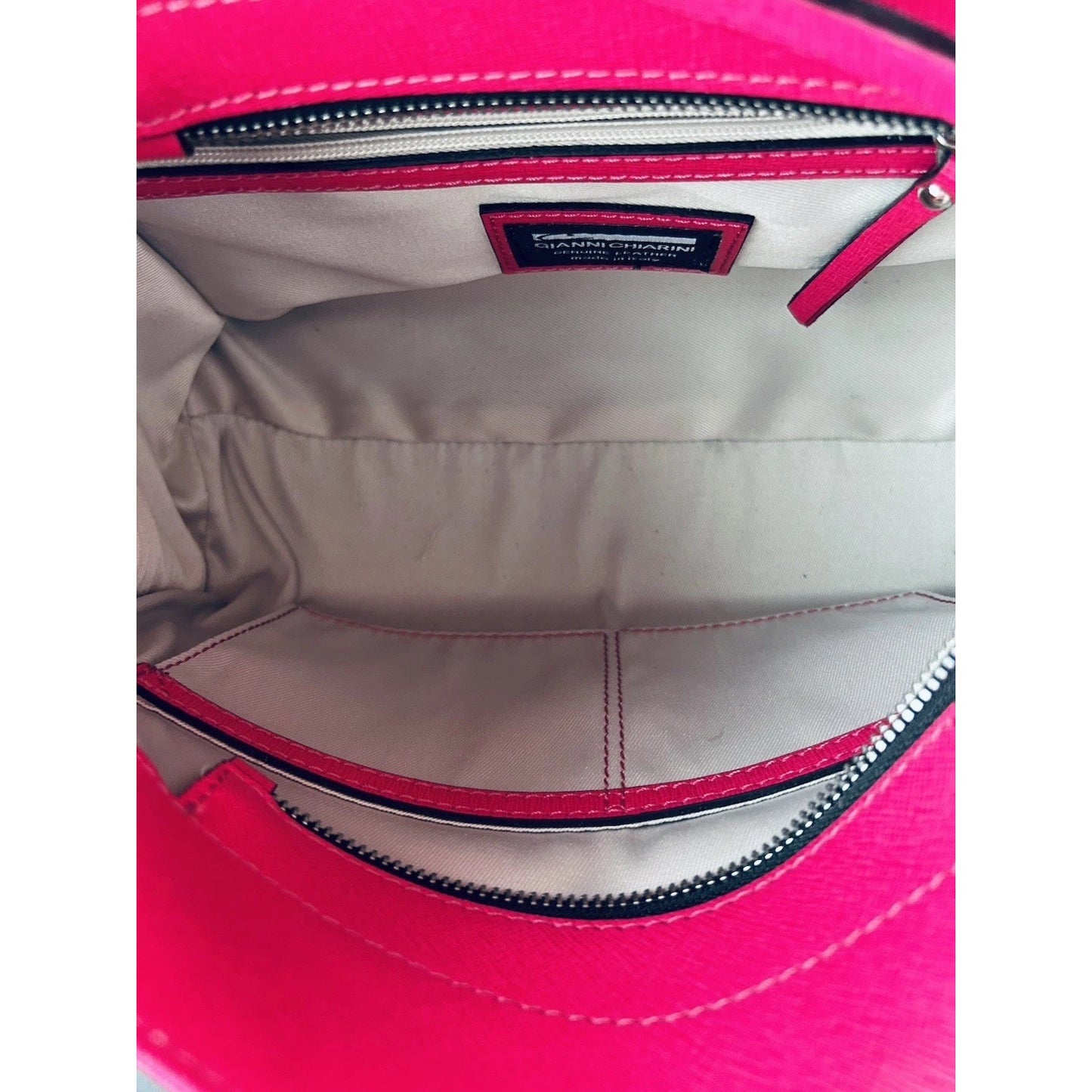 Gianni Chiarini Dua Handbag Hot Pink Leather One Handle Bag Italy Metallic