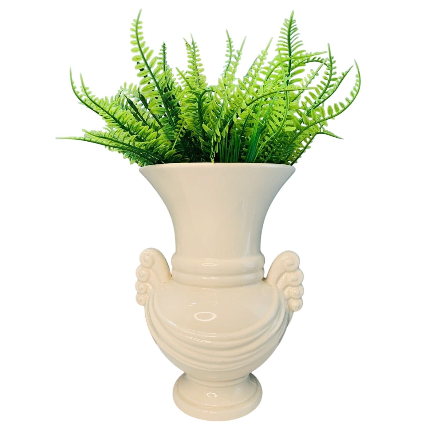 Abingdon USA Large Pottery Vase Ivory Cream Vintage White Art Deco Home Decor