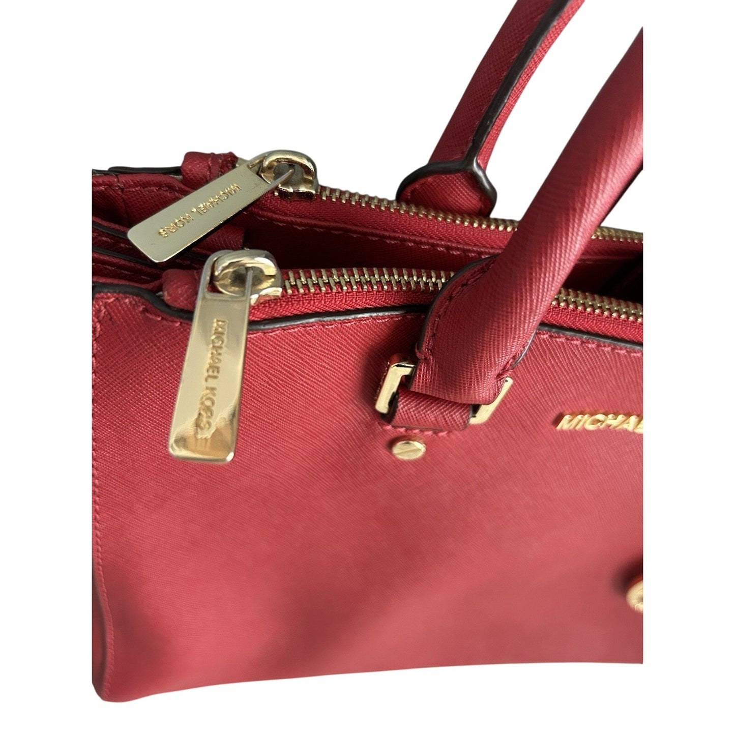 Michael Kors Sutton Red Satchel Saffiano Leather Structured Crossbody Bag MK 328