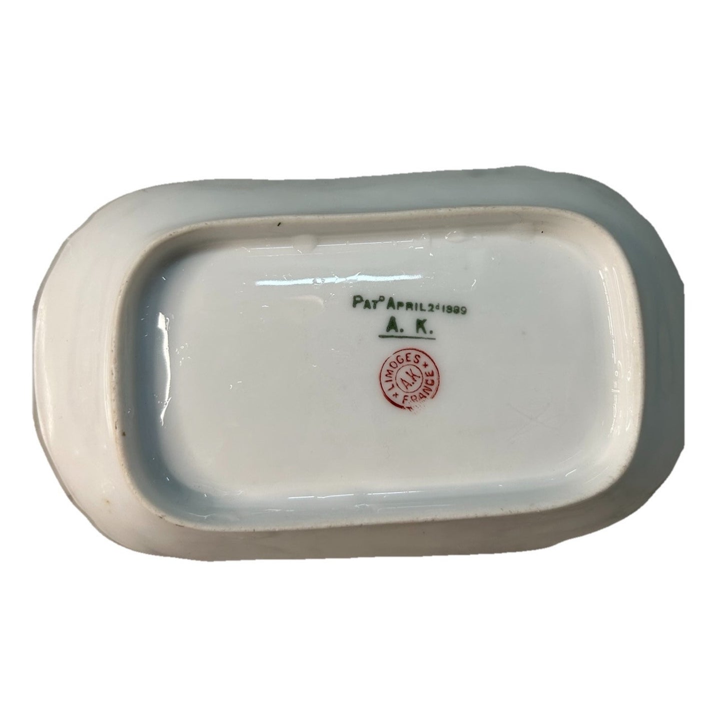 Antique Haviland Limoges France Rectangular White Gold Tray Bird Shells 1889