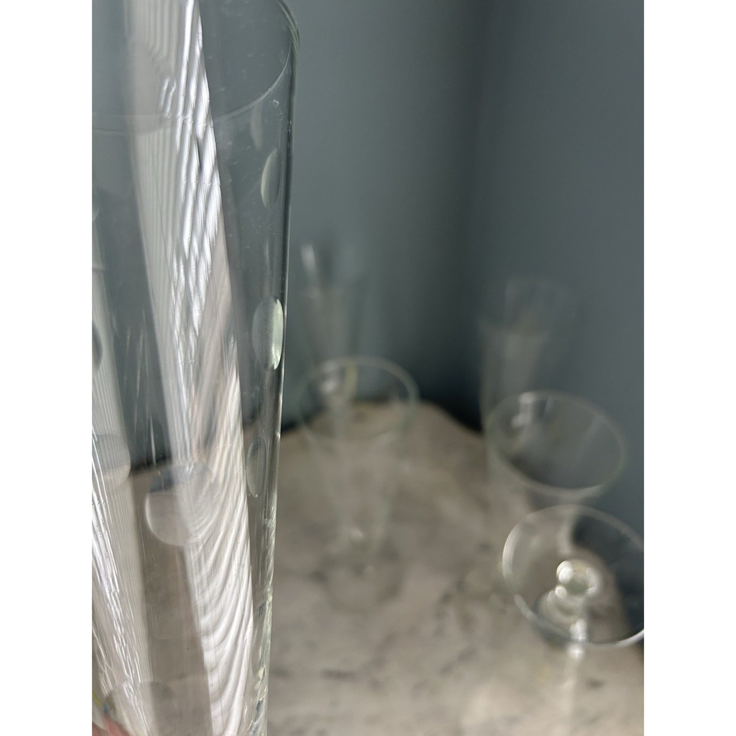 6 Hazel Arts Vintage Etched Polka Dot Champagne Glasses Pilsner Glass Coin