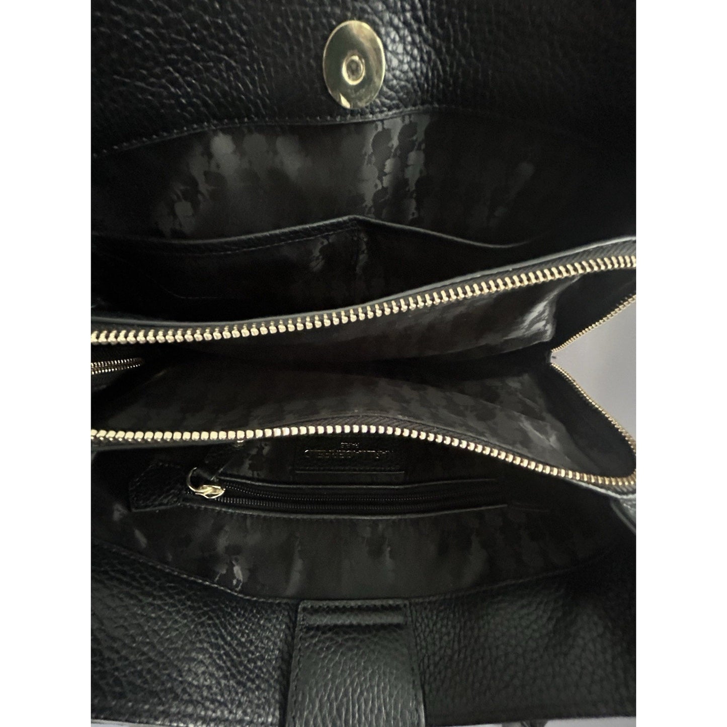 Karl Lagerfeld Black Leather Floral Stitched Bag Embroidered Flower Handbag Paris