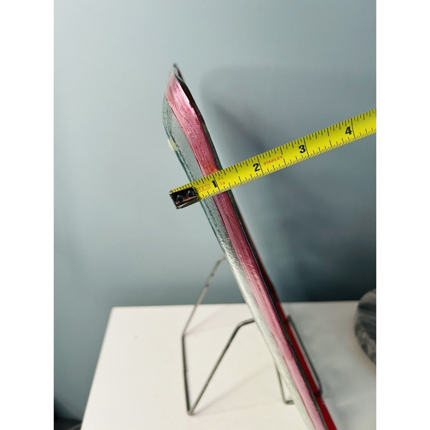 17” x 12” Large Christmas Serving Platter Infused Glass 14" Santa Stops Here