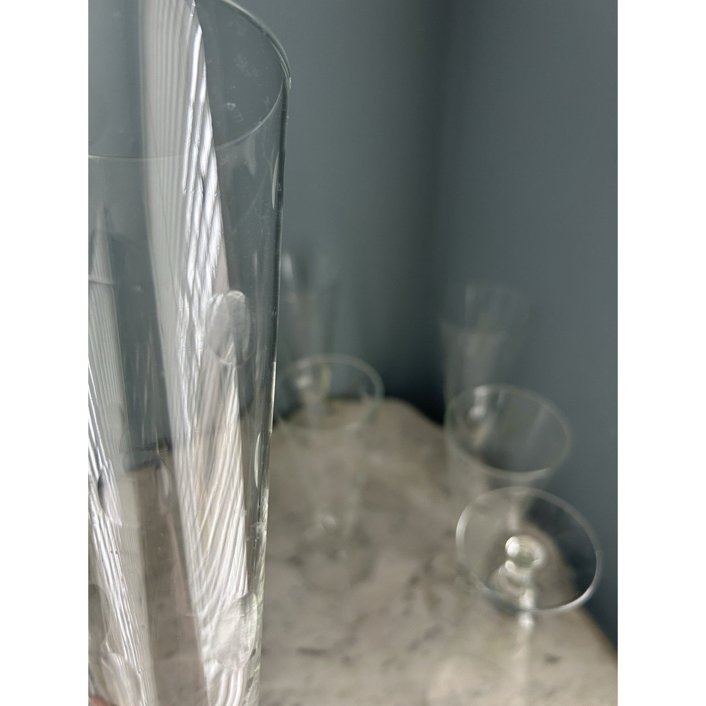 6 Hazel Arts Vintage Etched Polka Dot Champagne Glasses Pilsner Glass Coin