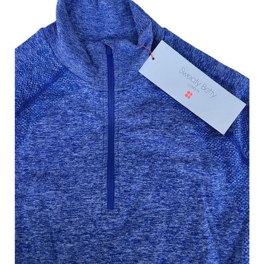 Sweaty Betty Size Small Athlete Half Zip Marl Long Sleeve Lightning Blue NWT New
