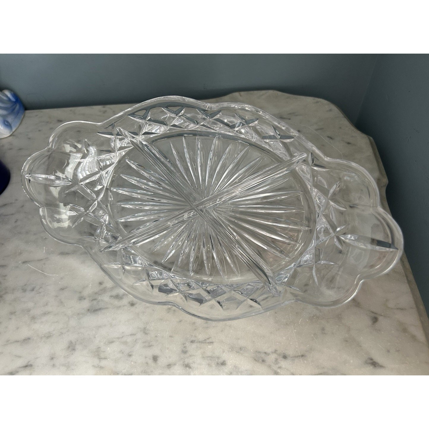 Crystal Cut Lead Relish Dish Vintage Serving 4 Sections Clear Glass Trinket Dish