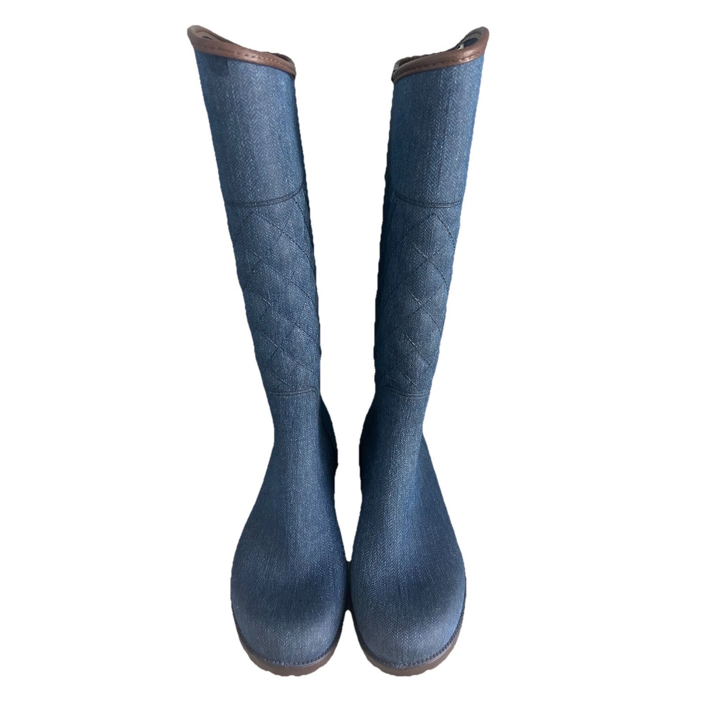 Ulan Rainy Steps Women’s Size 10 Tall Rain Boots Quilted Macys Jessie Denim New Condition
