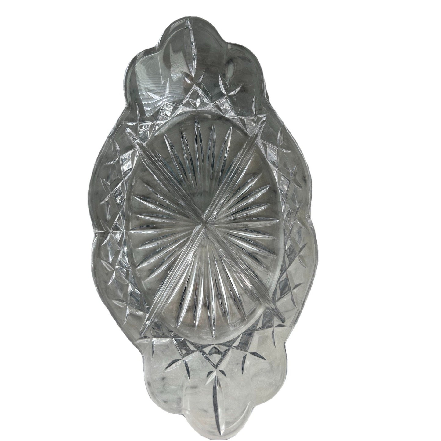 Crystal Cut Lead Relish Dish Vintage Serving 4 Sections Clear Glass Trinket Dish