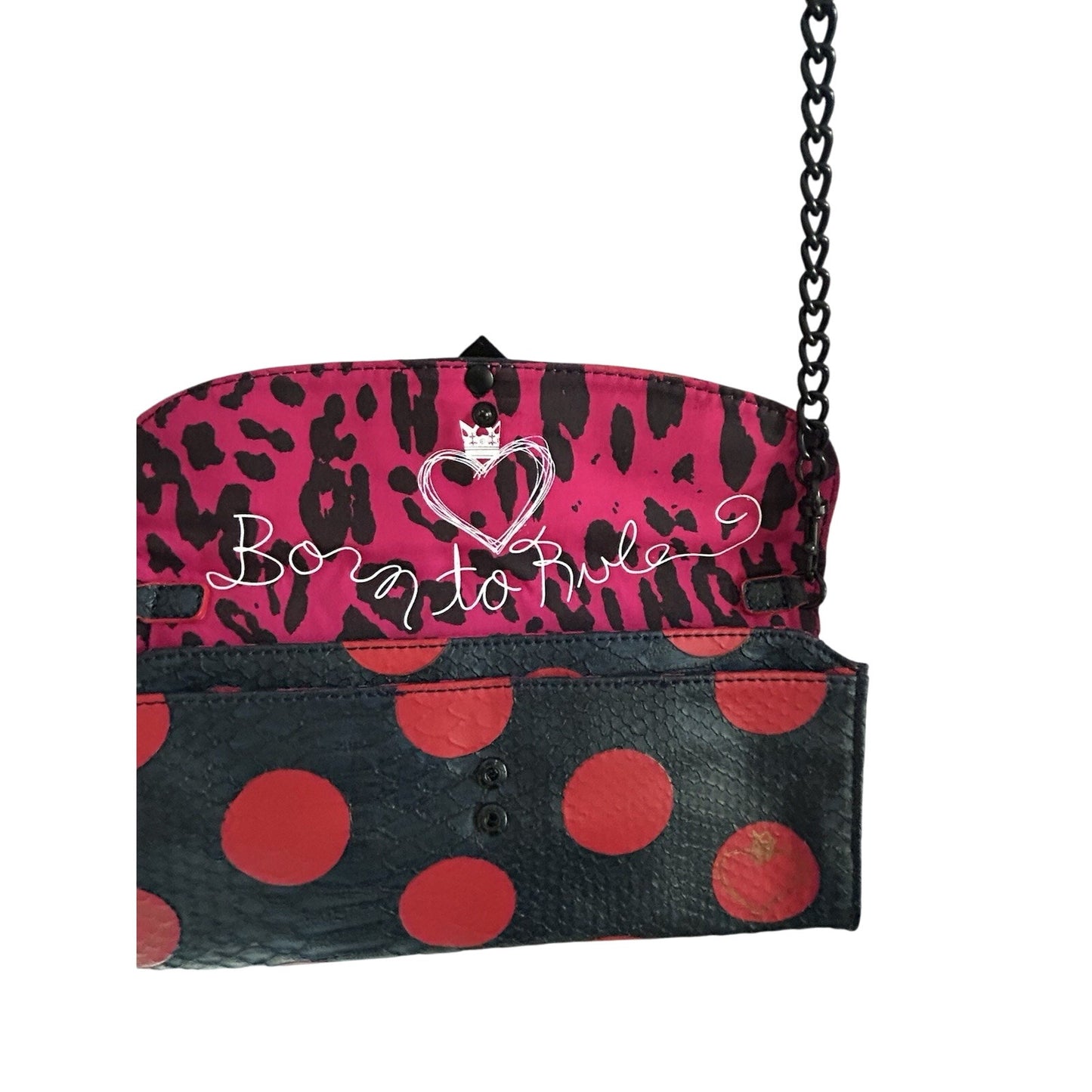 Vera Wang Princess "Born to Rule" Clutch Crossbody Handbag Polka Dots Blue Pink