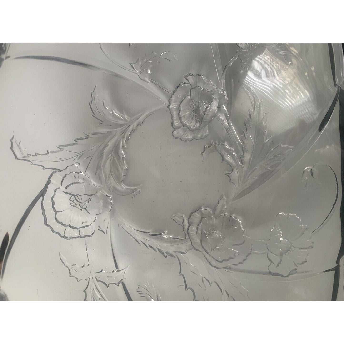 11” Savoir Vivre Sculptured Crystal Bowl California Poppies WY101/259 Cut Glass