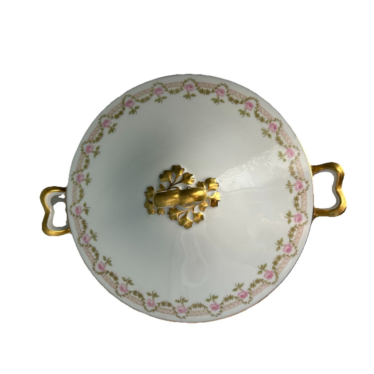 Vintage Wm. Guerin & Co. France Limoges Pink Rose Covered Round Serving Bowl