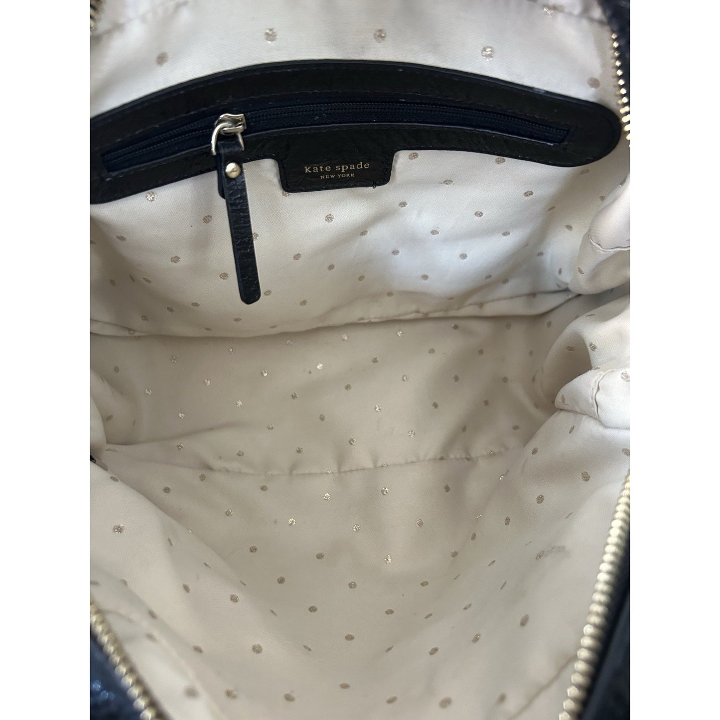 Kate Spade Black Metallic Quilted Leather Shimmer Bag Gold Chain EUC