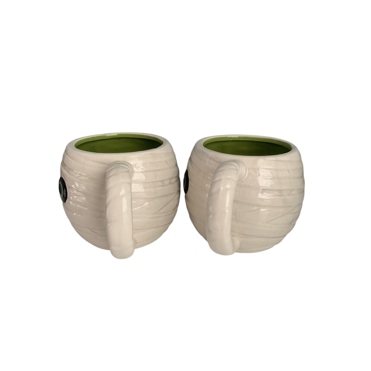 NWT (2) Boston Warehouse 2015 Halloween MUMMY Porcelain Coffee Mug Cup Set New