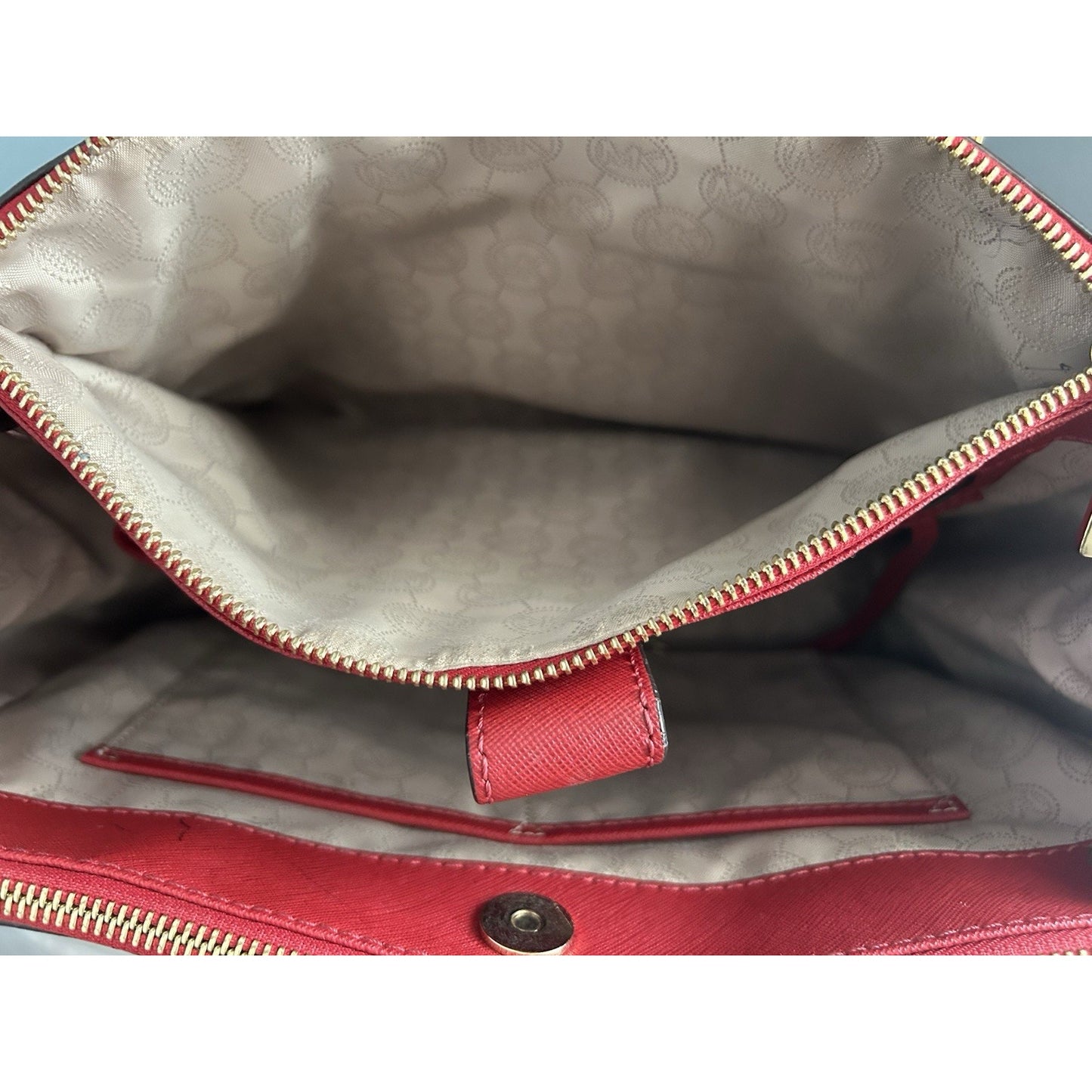 Michael Kors Sutton Red Satchel Saffiano Leather Structured Crossbody Bag MK 328