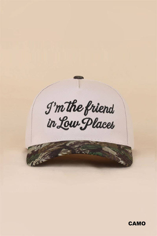 I'm The Friend In Low Places Two Tone Snapback Hat: CAMO / 1(ONE SIZE)