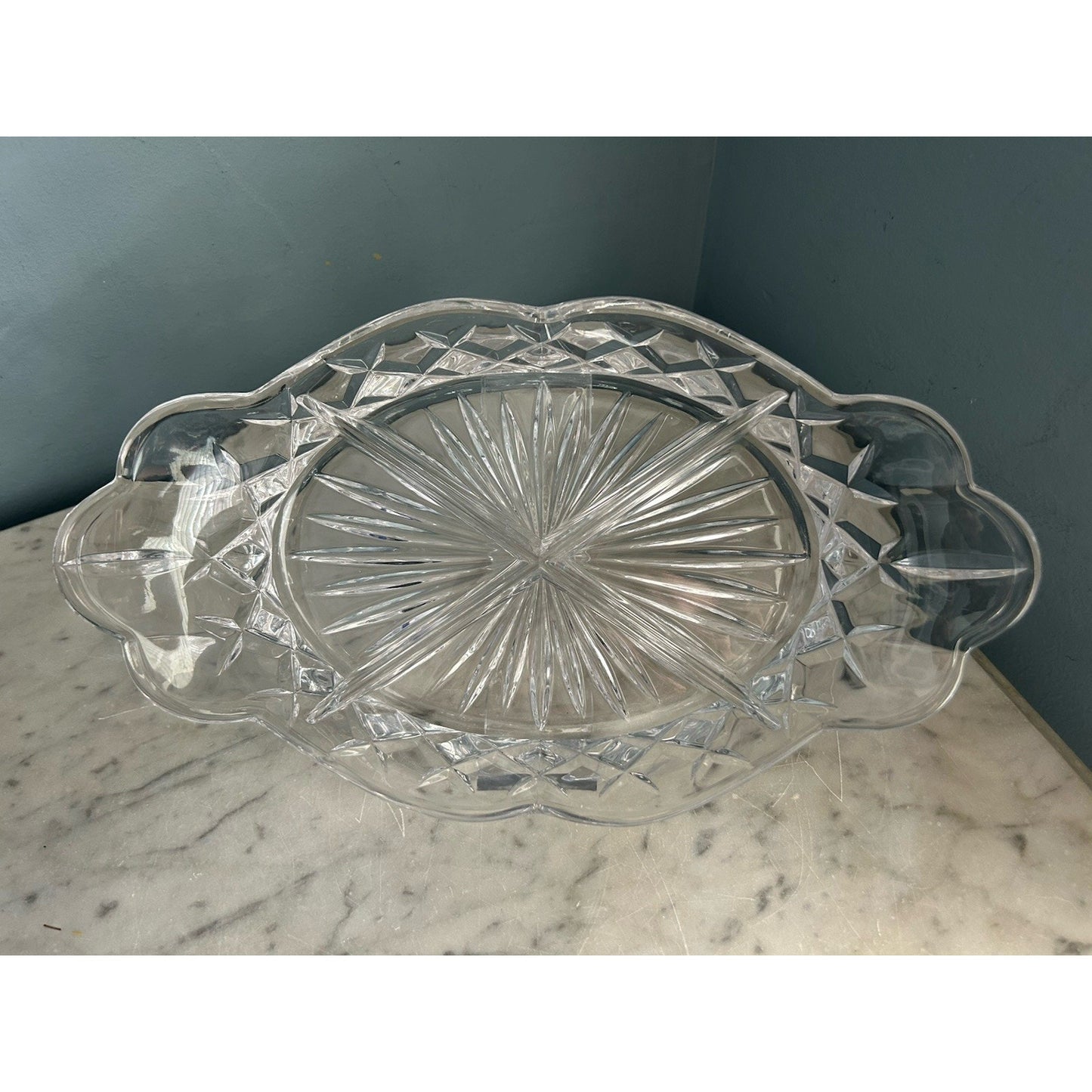 Crystal Cut Lead Relish Dish Vintage Serving 4 Sections Clear Glass Trinket Dish
