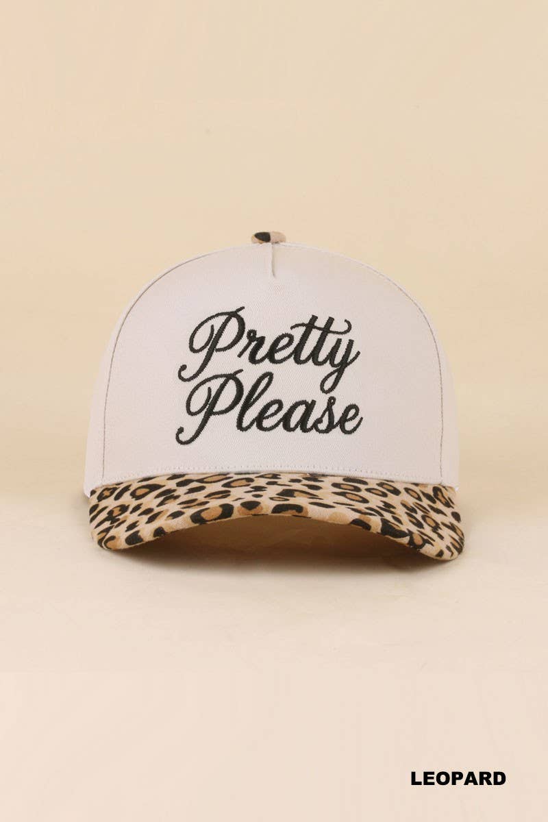 Pretty Please Two Tone Snapback Hat: LEOPARD / 1(ONE SIZE)