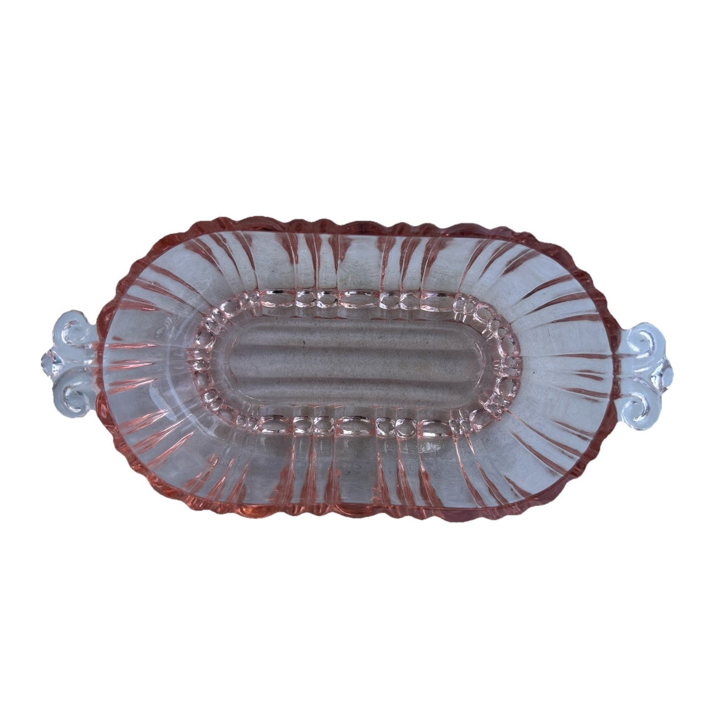 Vintage Old Cafe Pink Depression Glass Oval Olive Nut Bowl Anchor Hocking Small