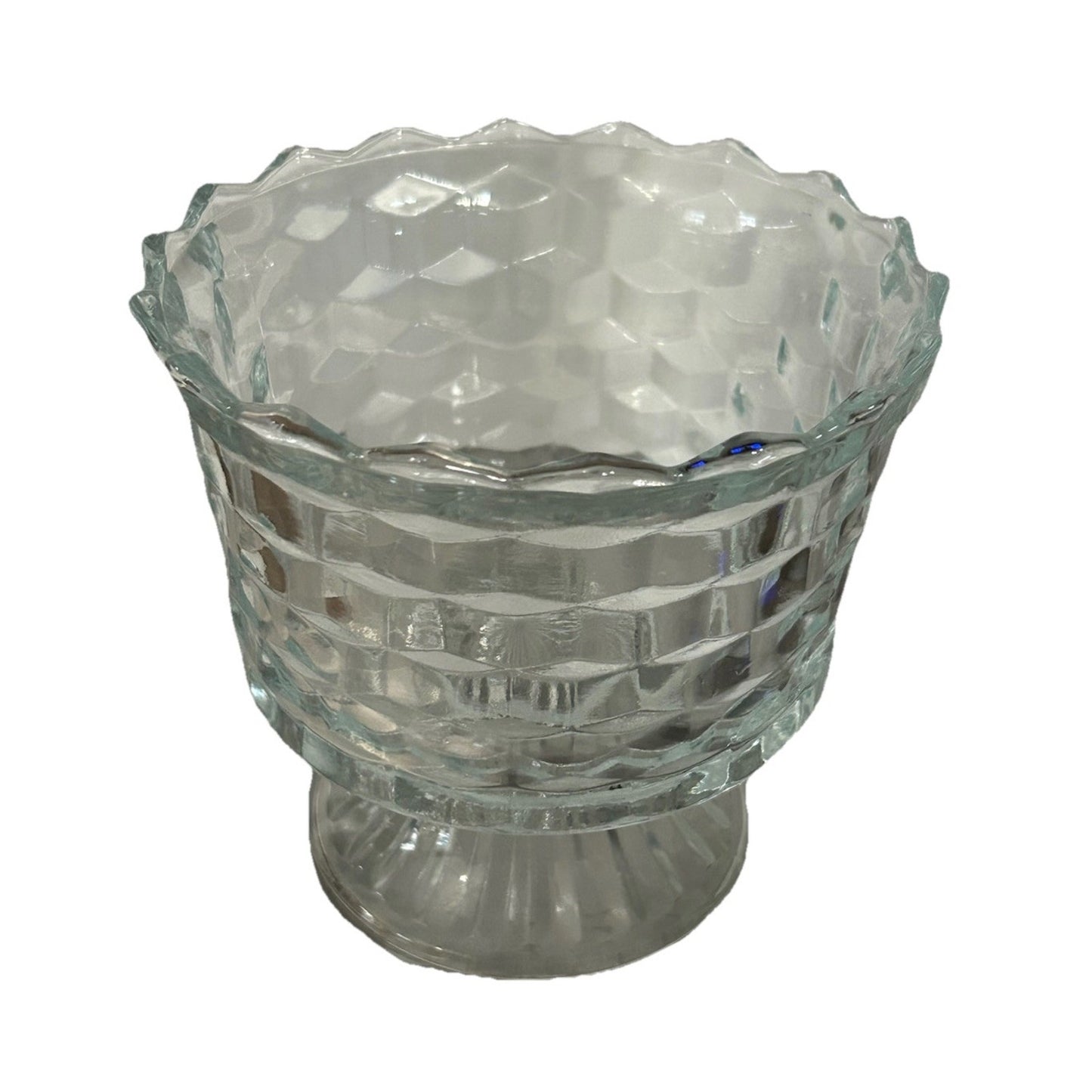 Fostoria American Footed Trifle Bowl 1950’s Cubed Pattern Vintage 6" Compote