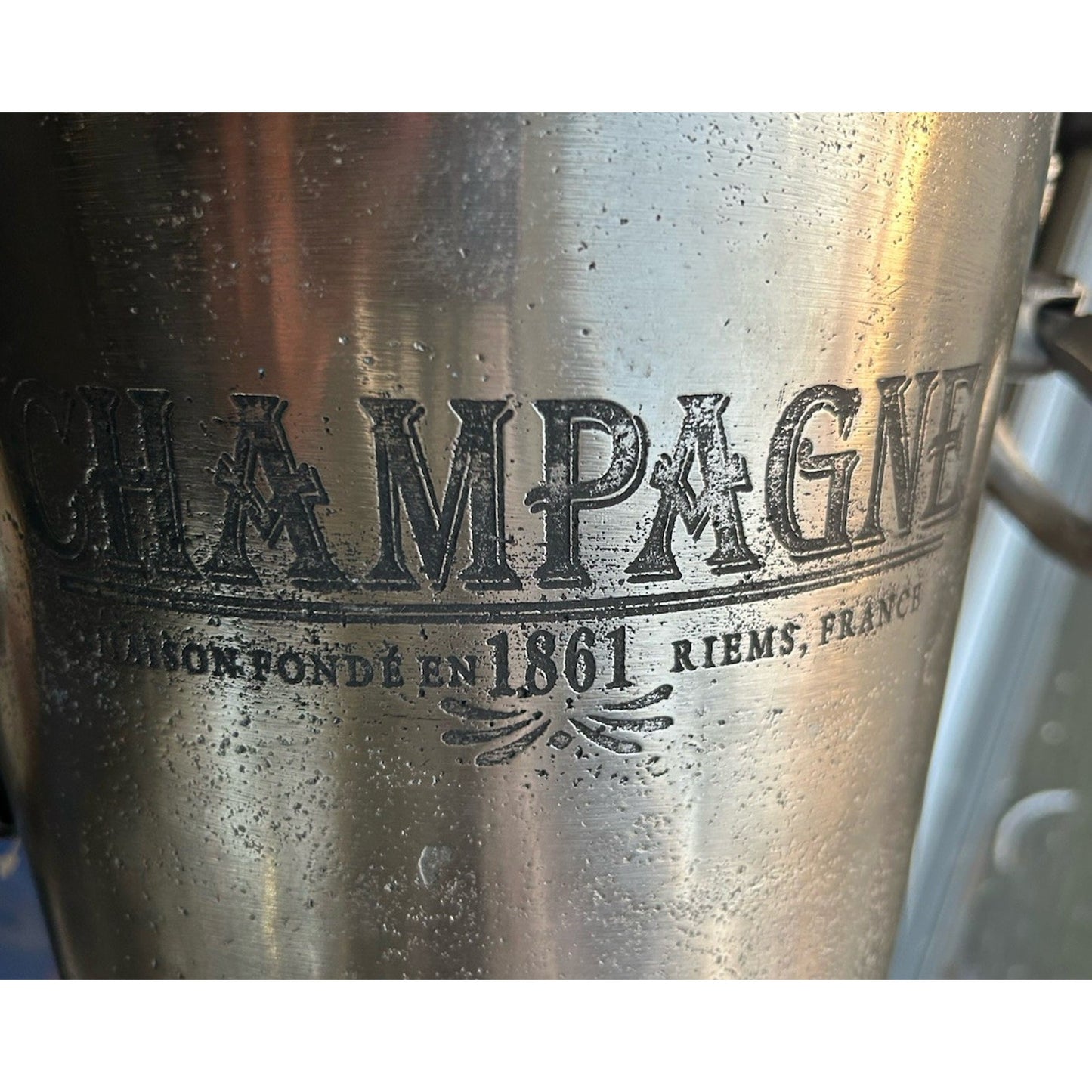 New Champagne Bucket Handcrafted Cast Aluminum Il Mulino Handles Silver Ice