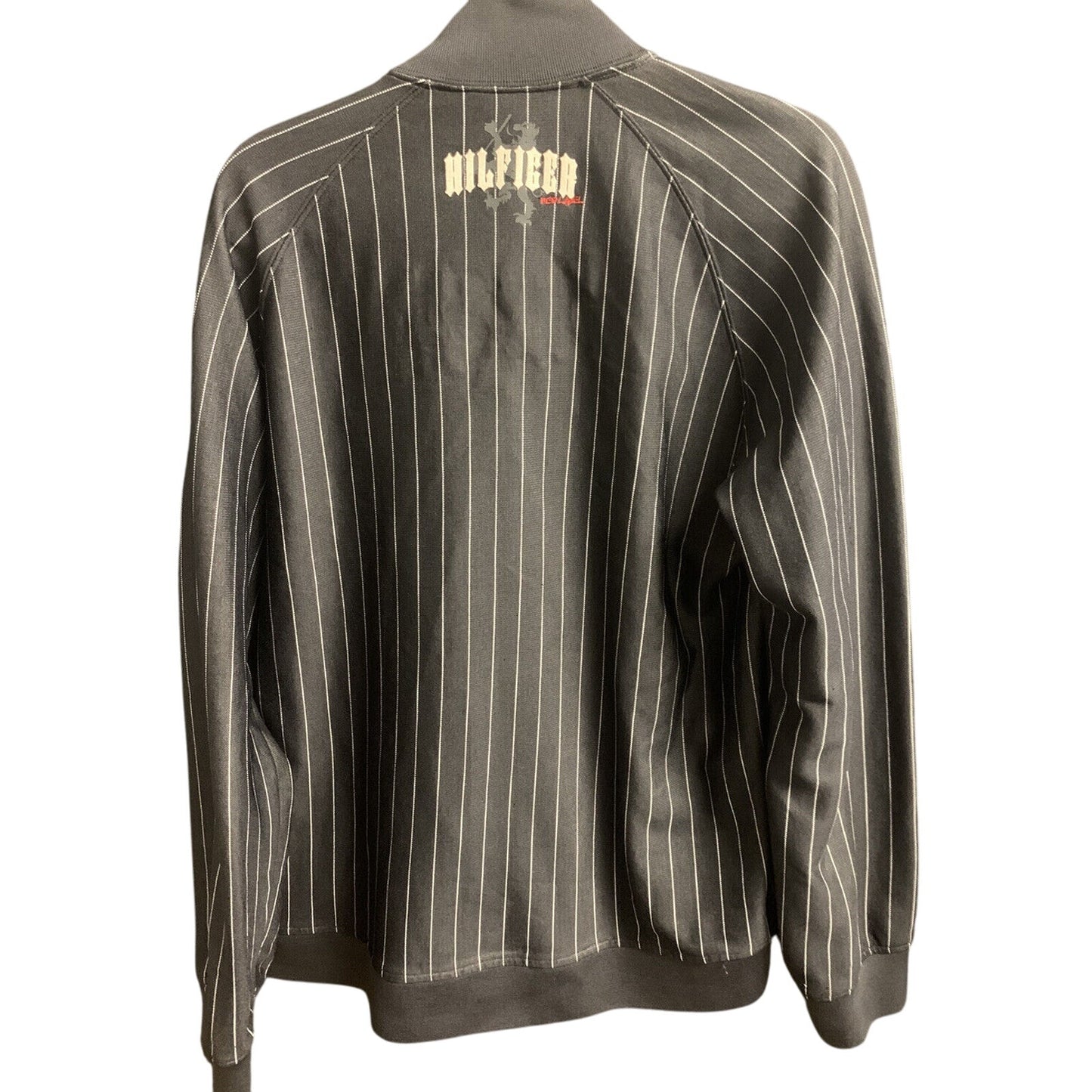 Tommy Hilfiger Vintage Red Label Denim XL Men’s Jacket Black Pin Stripe Full Zip Rock