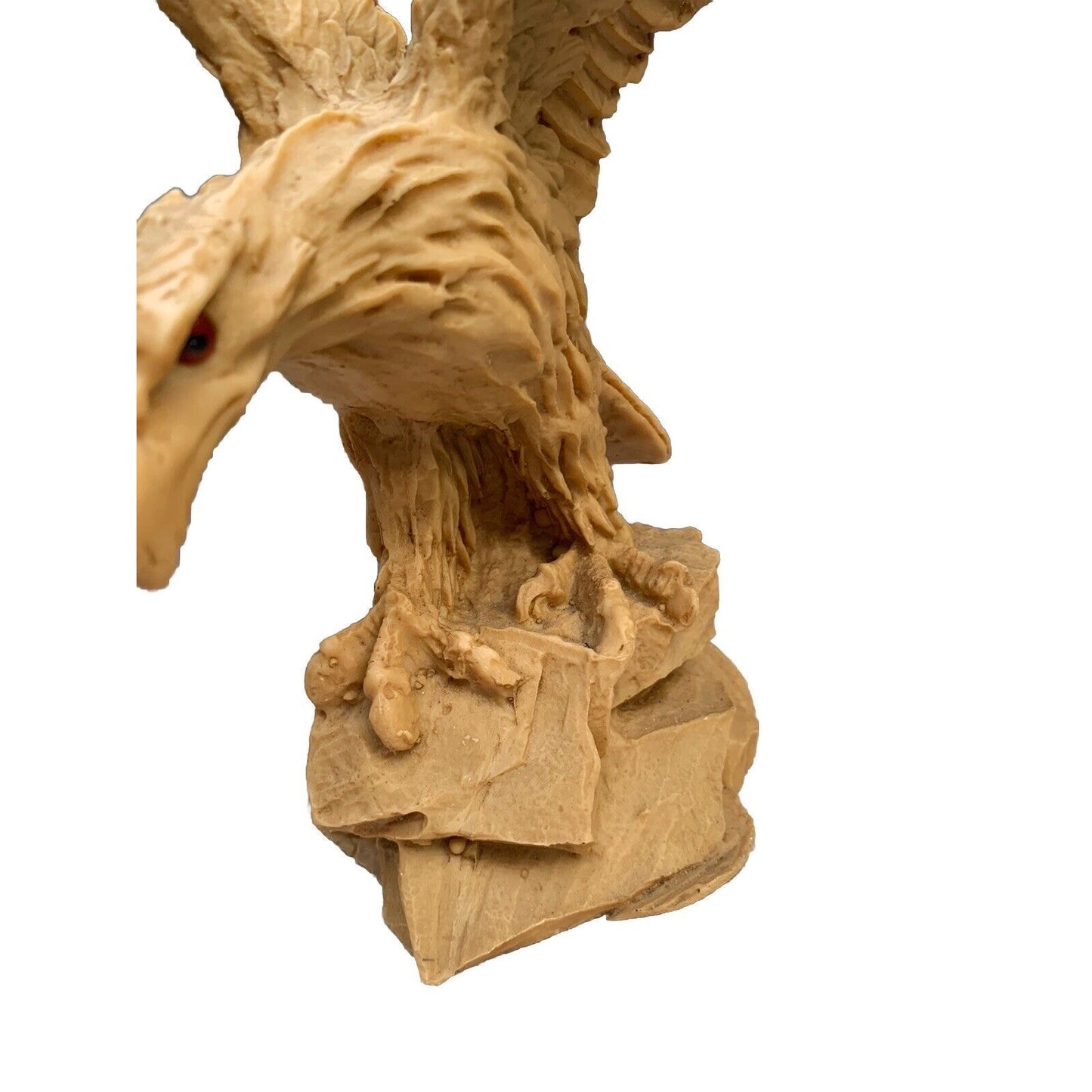 Vintage Eagle Sculpture Statue 12”H 13” Wing Span Red Eyes Soaring Mexico