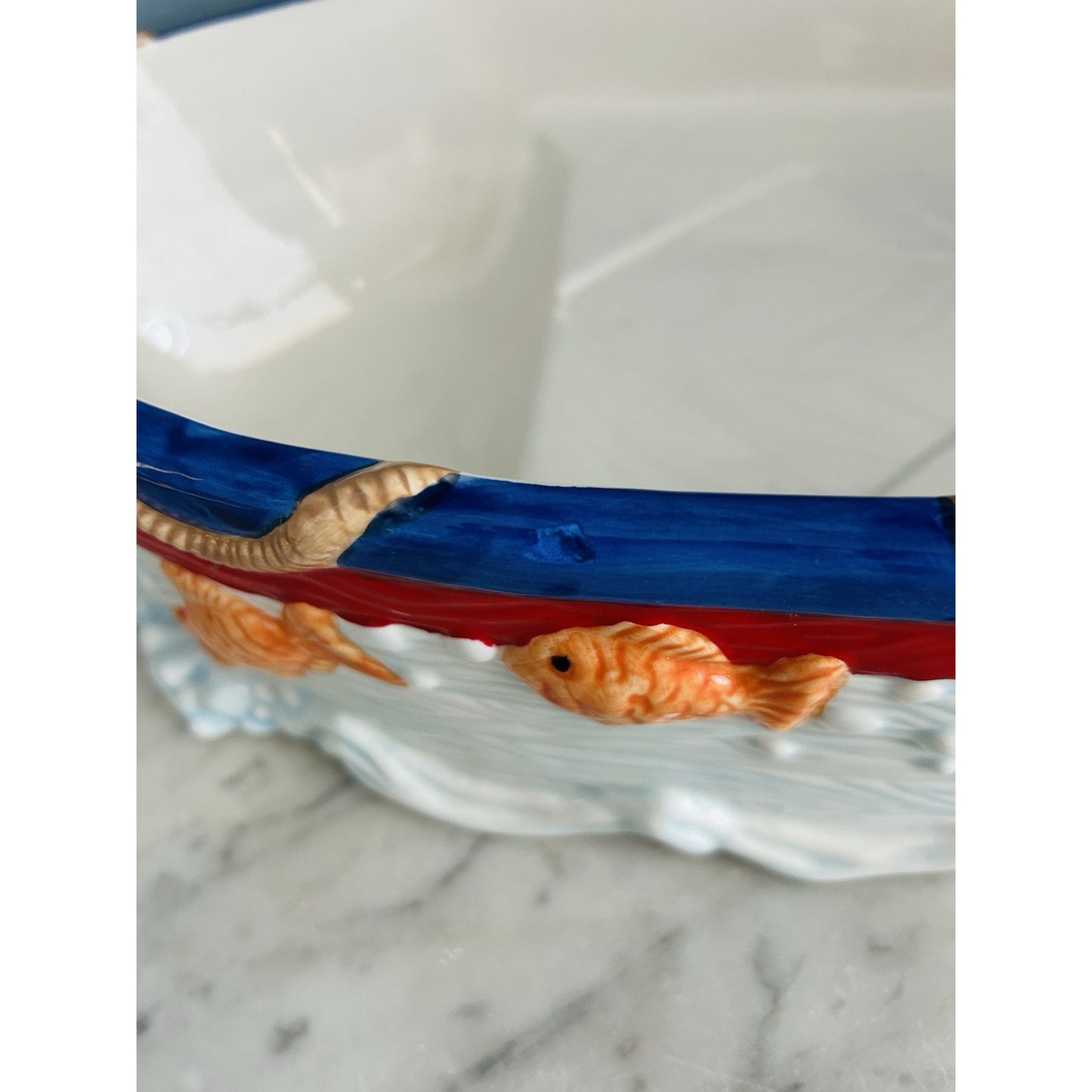 Platter Ceramic Boat Nautical Chip Dip Tray FWC Birthday Party Salsa Dip Beach