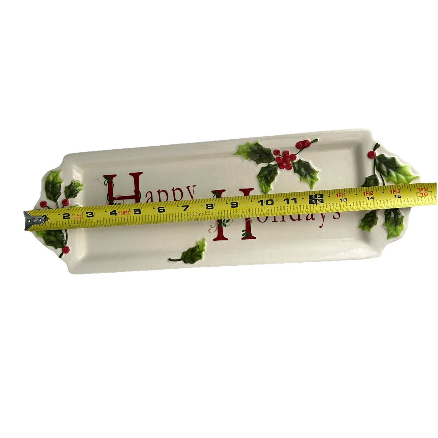 St. Nicholas Square Holly Jolly Serving Tray Happy Holidays Christmas Platter